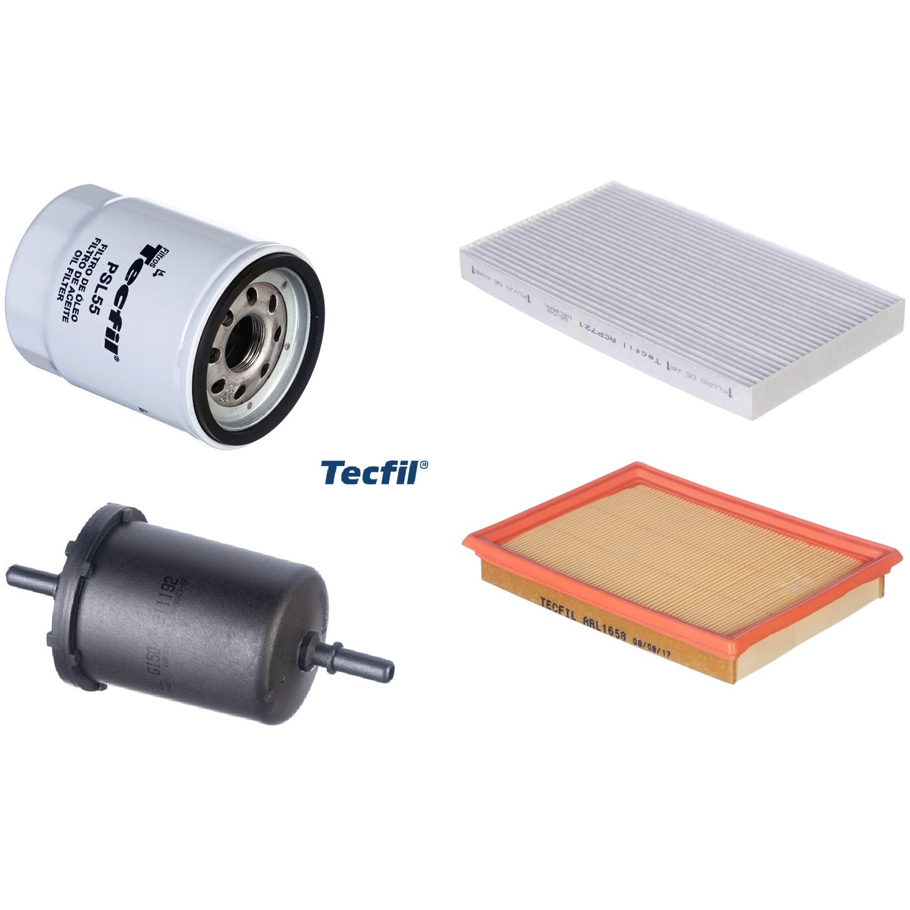 Kit Filtros de Ar do Motor, Óleo, Cabine e Combustível - Tecfil - ACP721 / ARL1658 / GI50/7 / PSL55