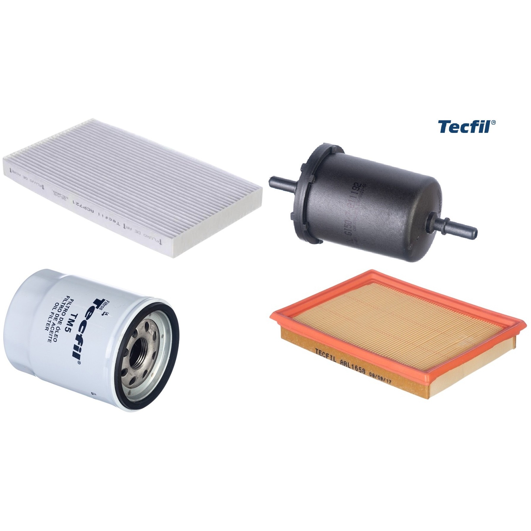 Kit Filtros de Ar do Motor, Óleo, Cabine e Combustível - Tecfil - ACP721 / ARL1658 / GI50/7 / PSL55M-(TM5)