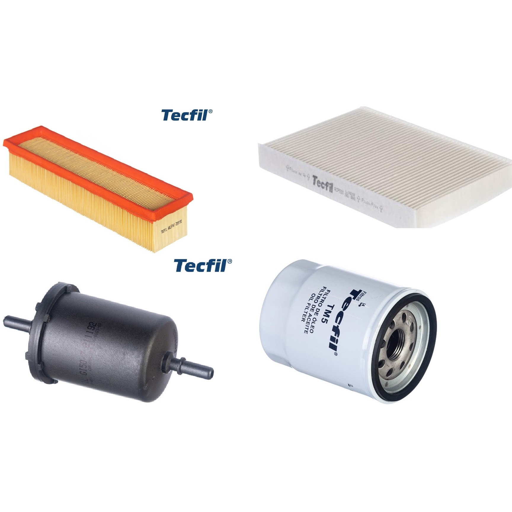 Kit Filtros de Ar do Motor, Óleo, Cabine e Combustível - Tecfil - ACP550 / ARL5141 / GI50/7 / PSL55M-(TM5)