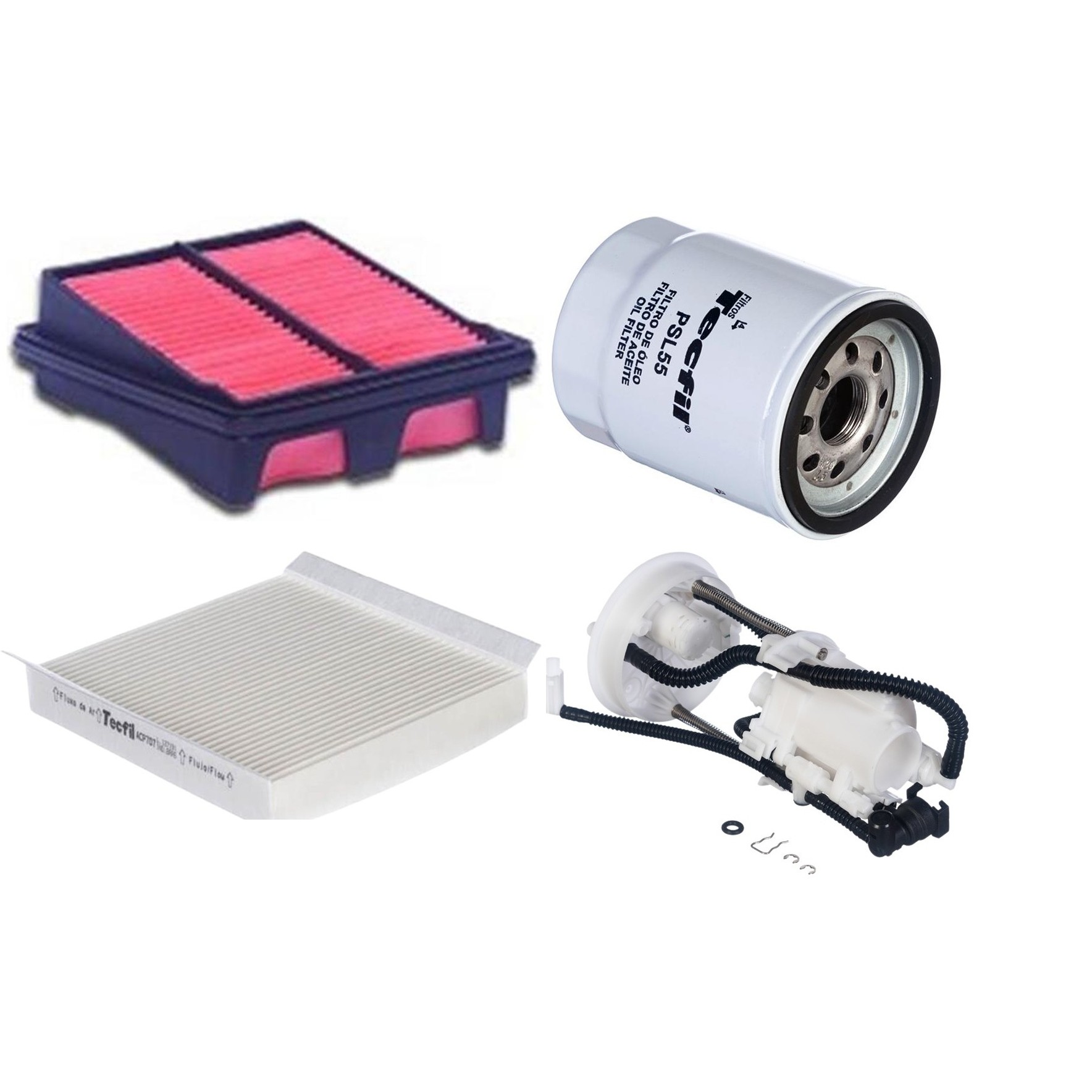 Kit Filtros de Ar do Motor, Óleo, Cabine e Combustível - Tecfil - ACP707 / ARL1036 / FBT2356 / PSL55