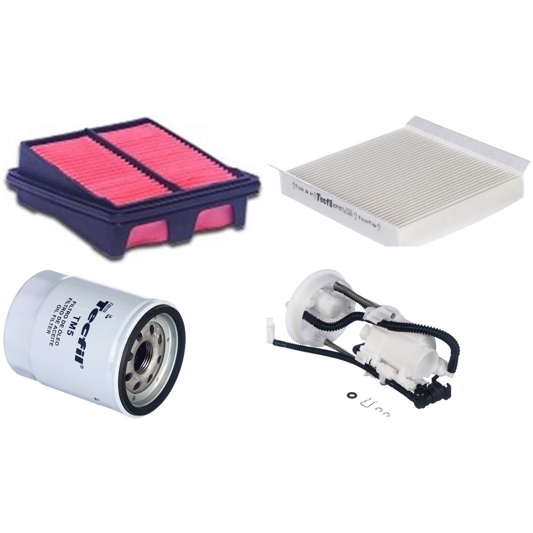 Kit Filtros de Ar do Motor, Óleo, Cabine e Combustível - Tecfil - ACP707 / ARL1036 / FBT2356 / PSL55M-(TM5)