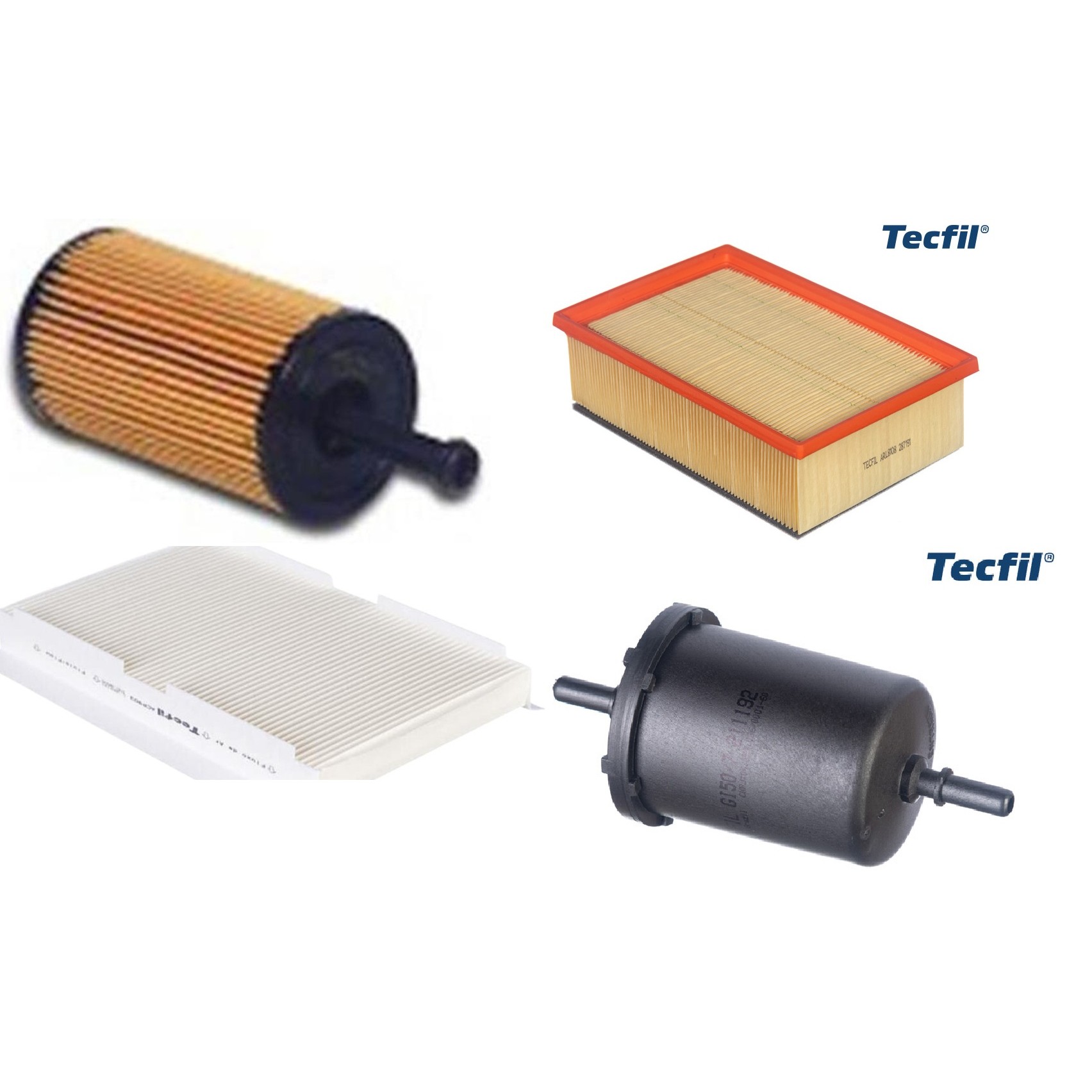 Kit Filtros de Ar do Motor, Óleo, Cabine e Combustível - Tecfil - ACP903 / ARL8108 / GI50/7 / PEL110