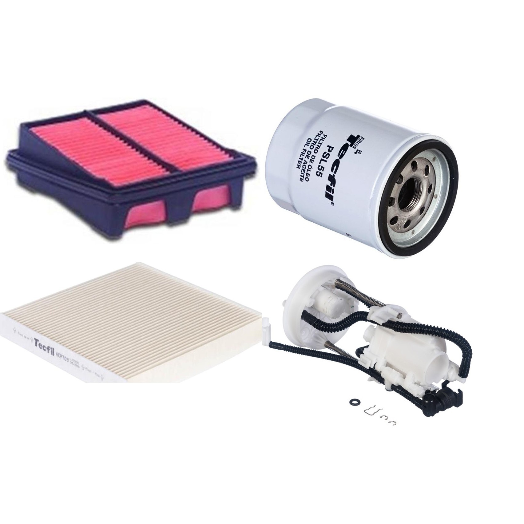 Kit Filtros de Ar do Motor, Óleo, Cabine e Combustível - Tecfil - ACP709 / ARL1036 / FBT2356 / PSL55