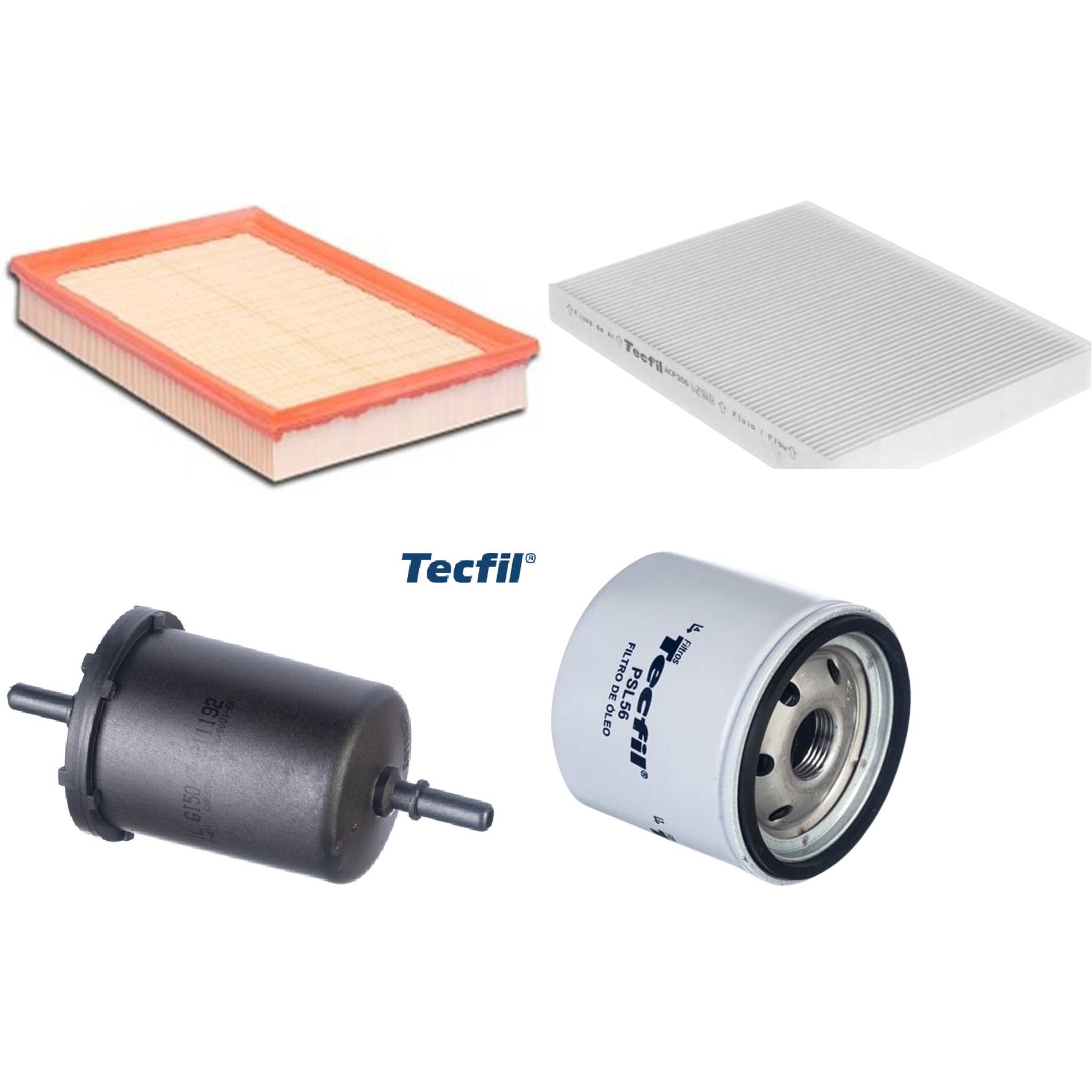 Kit Filtros de Ar do Motor, Óleo, Cabine e Combustível - Tecfil - ACP306 / ARL6095 / GI50/7 / PSL56