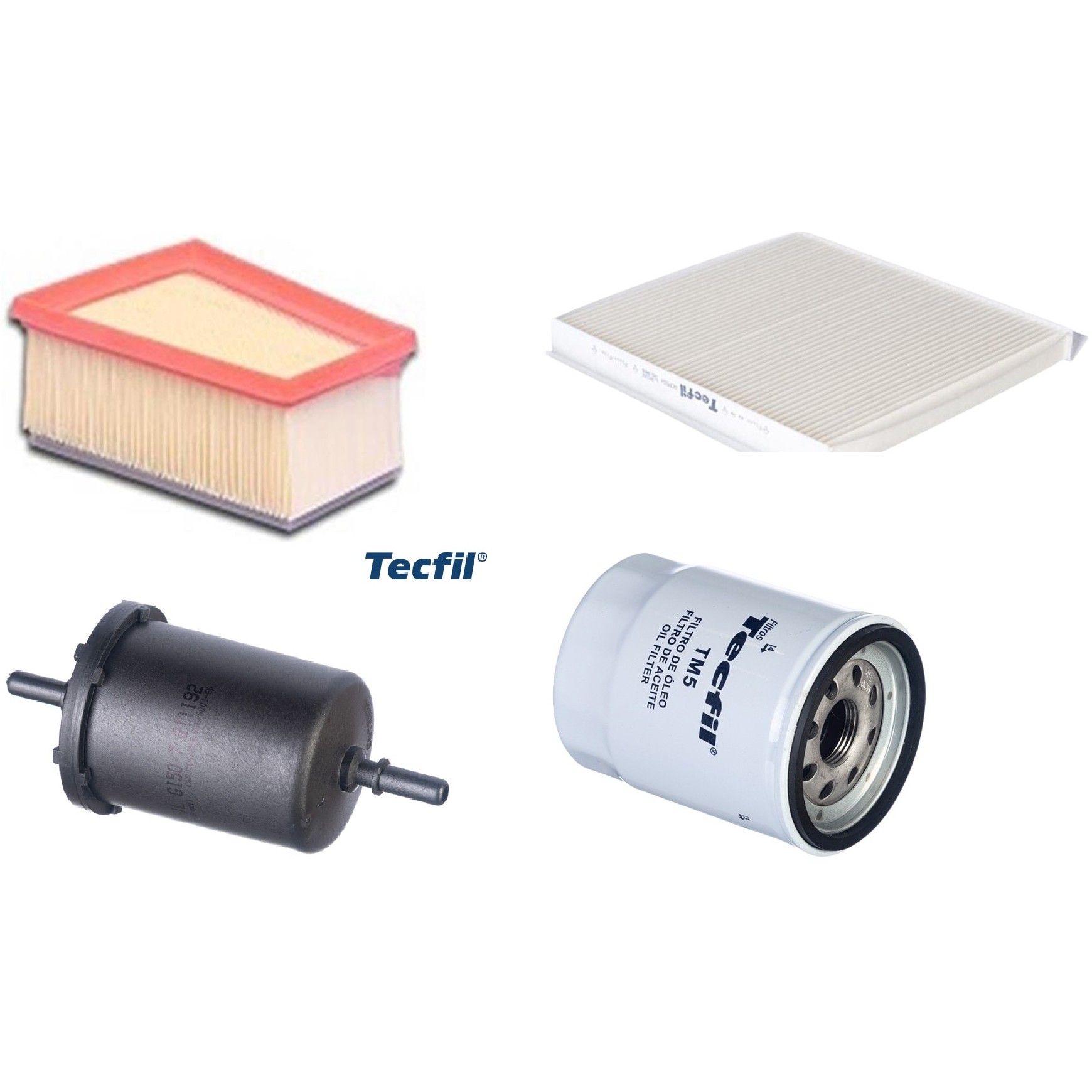 Kit Filtros de Ar do Motor, Óleo, Cabine e Combustível - Tecfil - ACP554 / ART5051 / GI50/7 / PSL55M-(TM5)