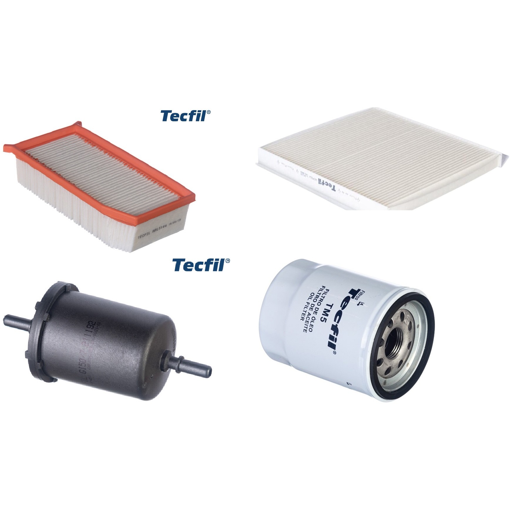 Kit Filtros de Ar do Motor, Óleo, Cabine e Combustível - Tecfil - ACP554 / ARL5144 / GI50/7 / PSL55M-(TM5)