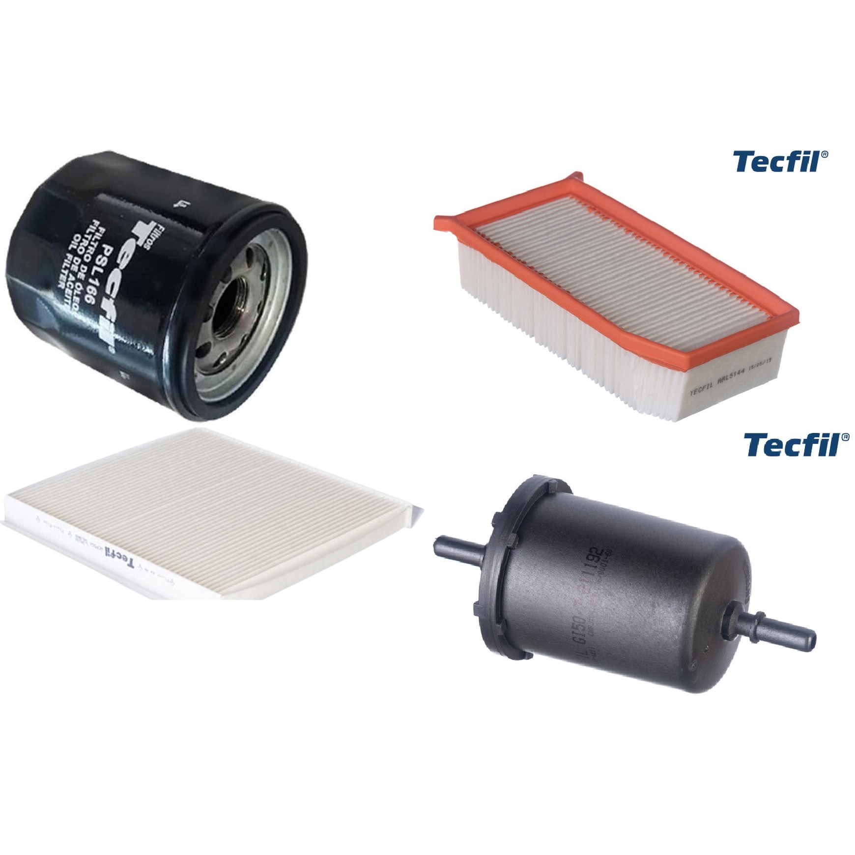 Kit Filtros de Ar do Motor, Óleo, Cabine e Combustível - Tecfil - ACP554 / ARL5144 / GI50/7 / PSL166