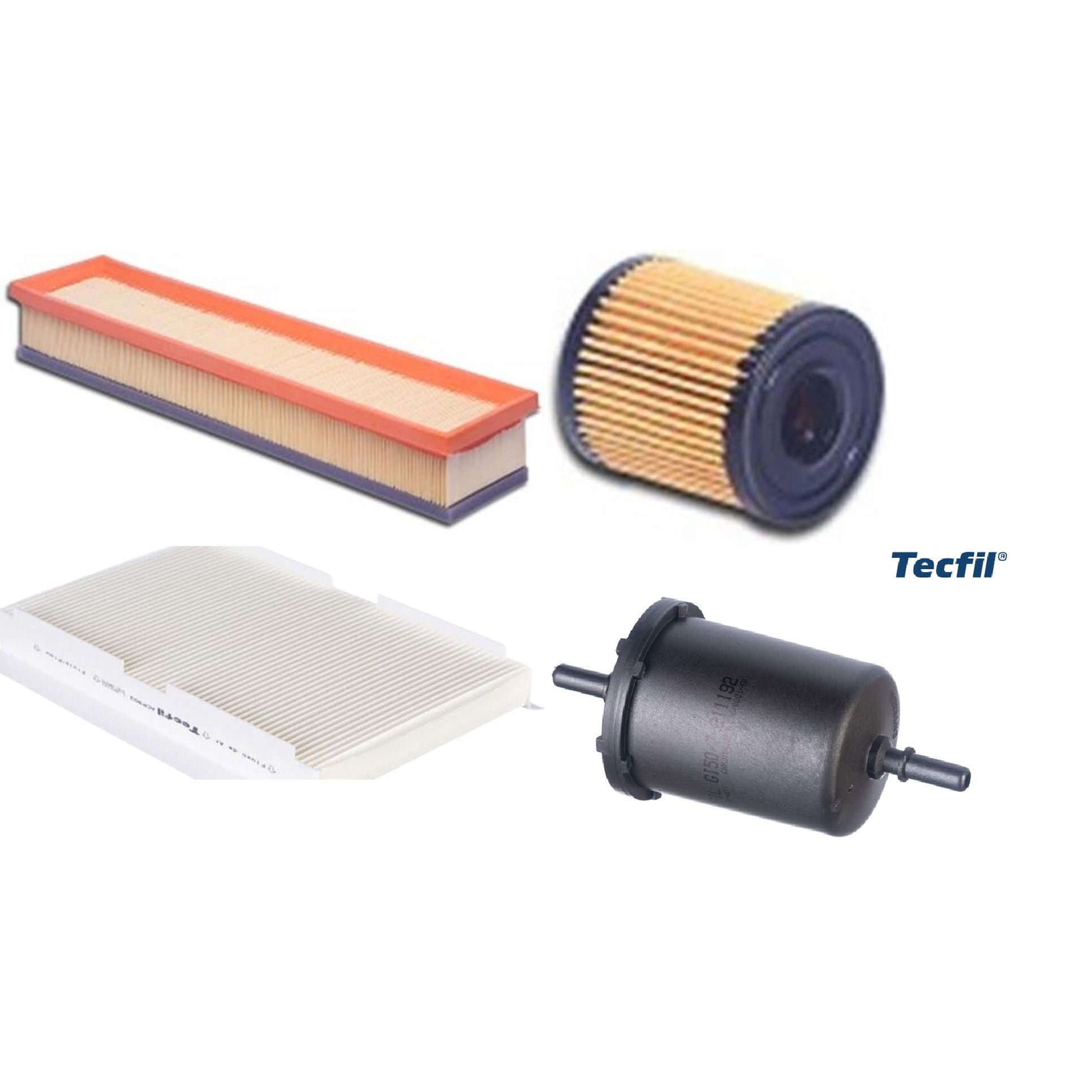Kit Filtros de Ar do Motor, Óleo, Cabine e Combustível - Tecfil - ACP903 / ARL5049 / GI50/7 / PEL108