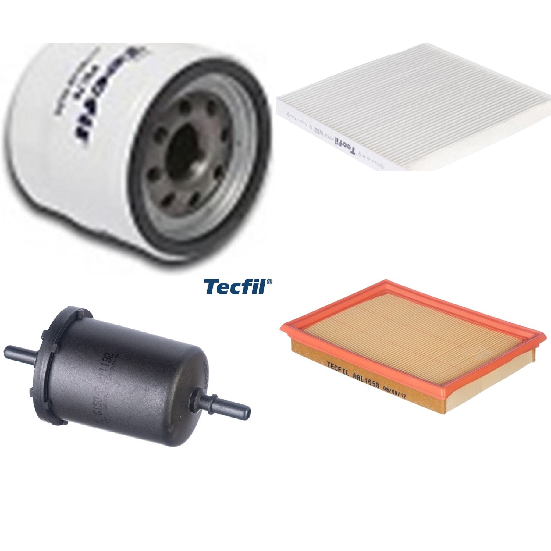 Kit Filtros de Ar do Motor, Óleo, Cabine e Combustível - Tecfil - ACP730 / ARL1658 / GI50/7 / PSL78