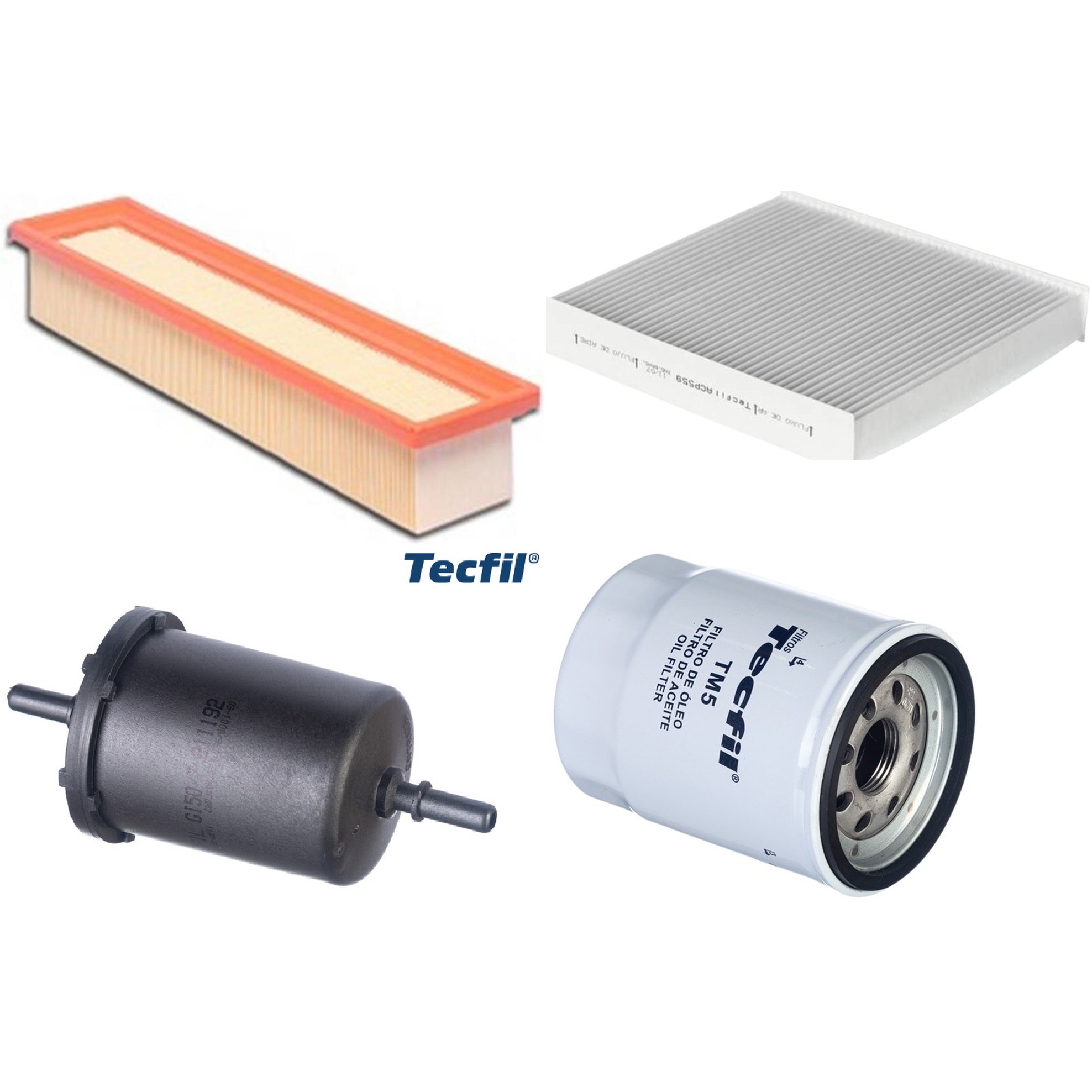 Kit Filtros de Ar do Motor, Óleo, Cabine e Combustível - Tecfil - ACP559 / ARL5138 / GI50/7 / PSL55M-(TM5)