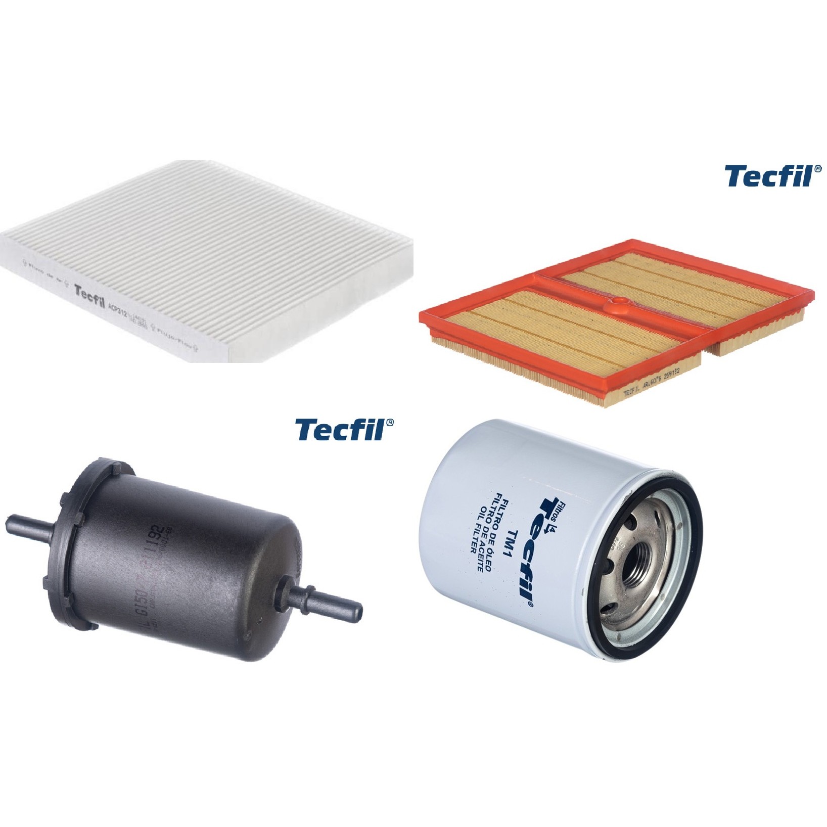 Kit Filtros de Ar do Motor, Óleo, Cabine e Combustível - Tecfil - ACP312 / ARL6076 / GI50/7 / PSL34M-(TM1)