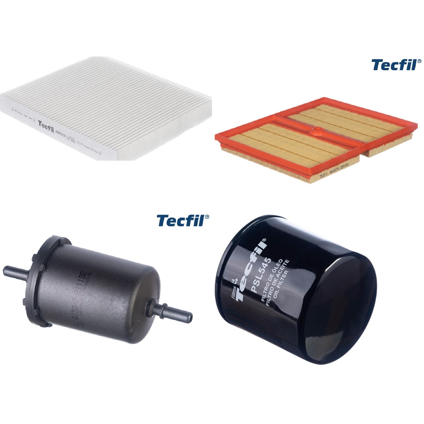 Kit Filtros de Ar do Motor, Óleo, Cabine e Combustível - Tecfil - ACP312 / ARL6076 / GI50/7 / PSL545