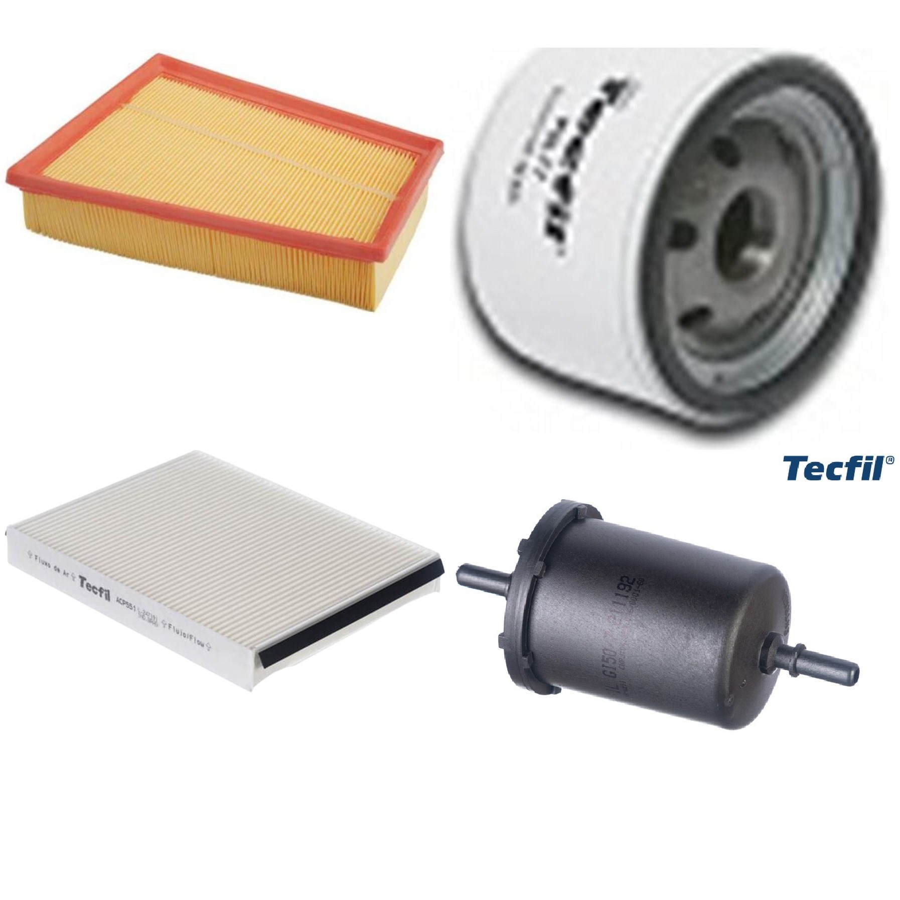 Kit Filtros de Ar do Motor, Óleo, Cabine e Combustível - Tecfil - ACP551 / ART5054 / GI50/7 / PSL77