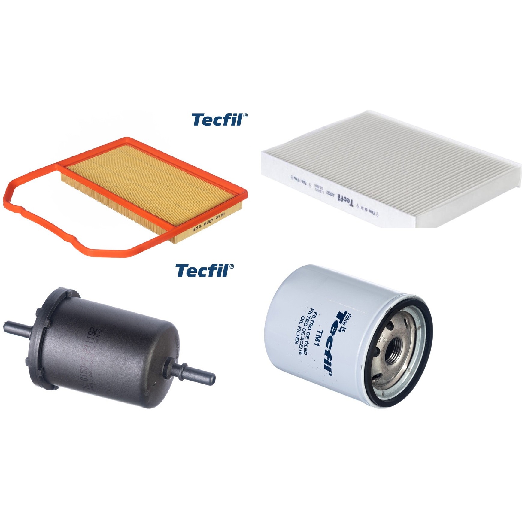 Kit Filtros de Ar do Motor, Óleo, Cabine e Combustível - Tecfil - ACP367 / ARL6071 / GI50/7 / PSL34M-(TM1)