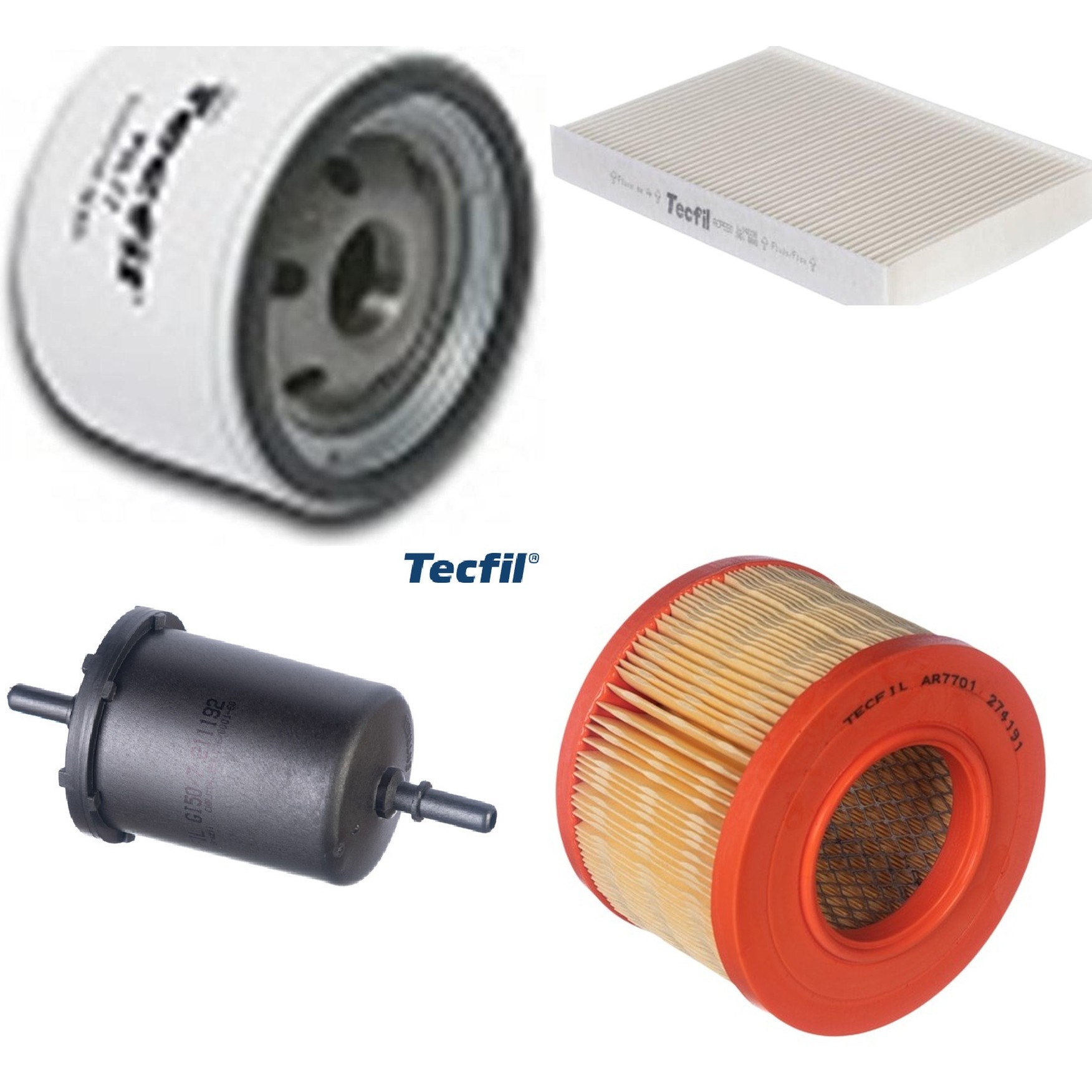 Kit Filtros de Ar do Motor, Óleo, Cabine e Combustível - Tecfil - ACP550 / AR7701 / GI50/7 / PSL77