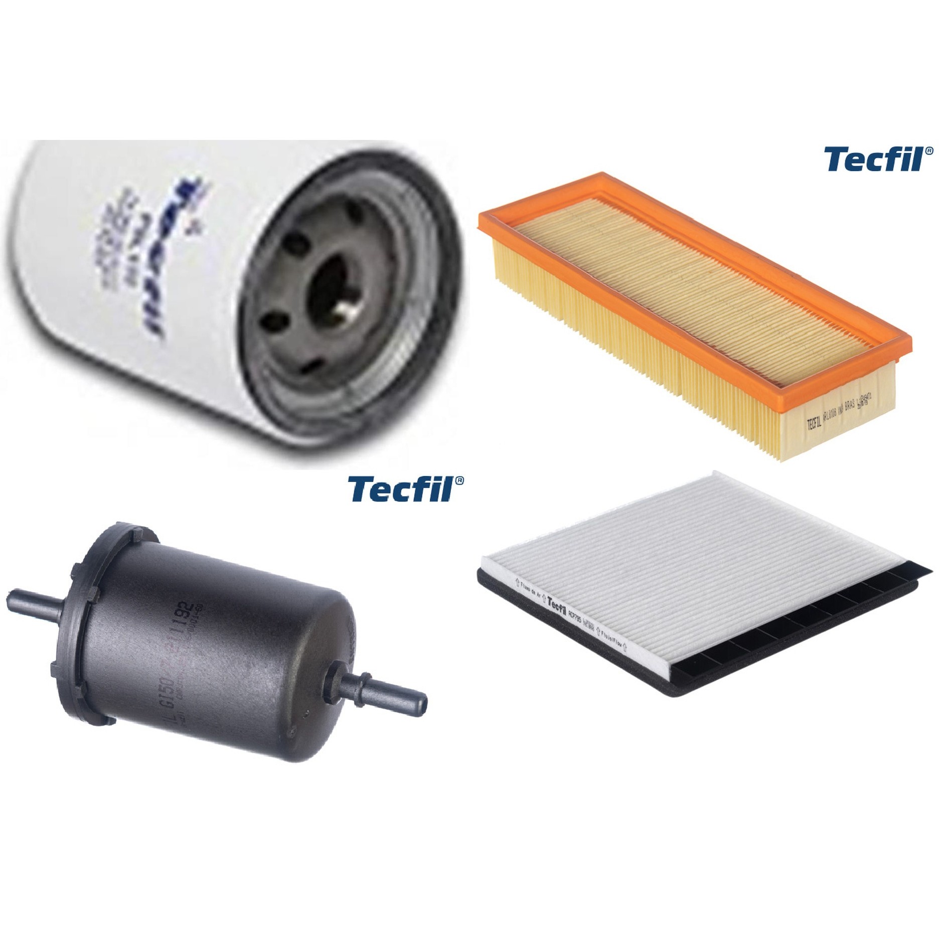Kit Filtros de Ar do Motor, Óleo, Cabine e Combustível - Tecfil - ACP795 / ARL8106 / GI50/7 / PSL135