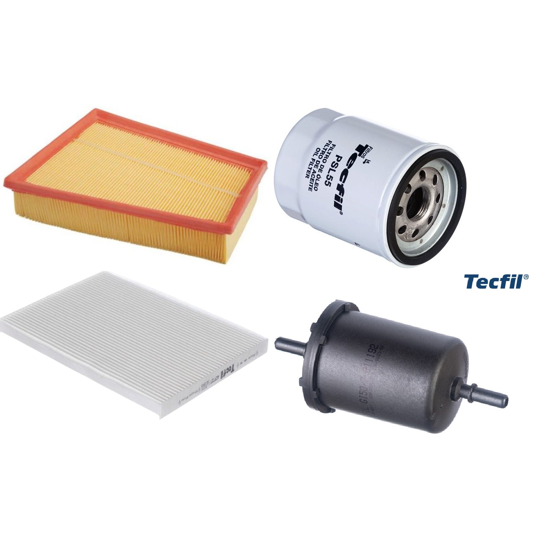 Kit Filtros de Ar do Motor, Óleo, Cabine e Combustível - Tecfil - ACP727 / ART5054 / GI50/7 / PSL55