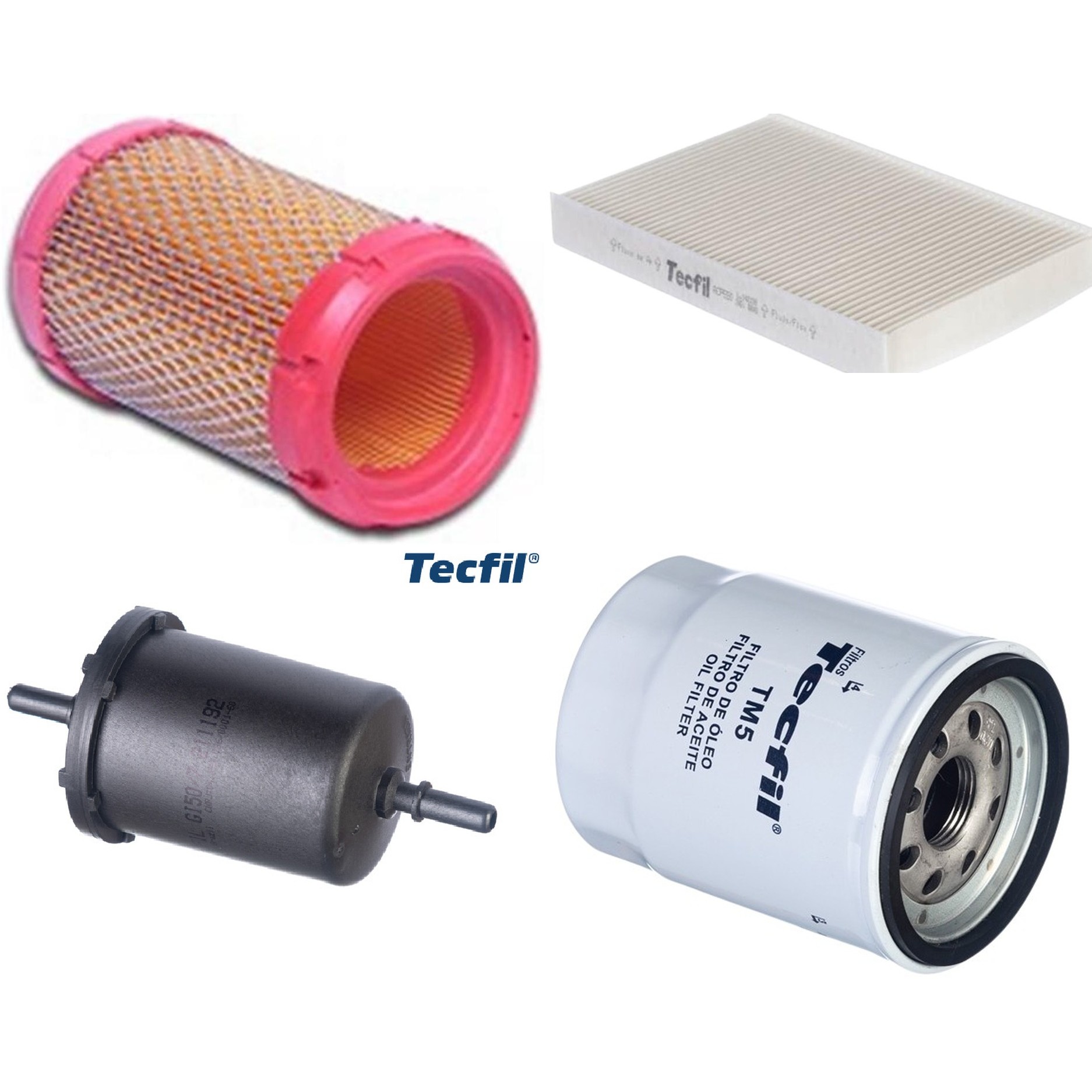Kit Filtros de Ar do Motor, Óleo, Cabine e Combustível - Tecfil - ACP550 / AR7704 / GI50/7 / PSL55M-(TM5)