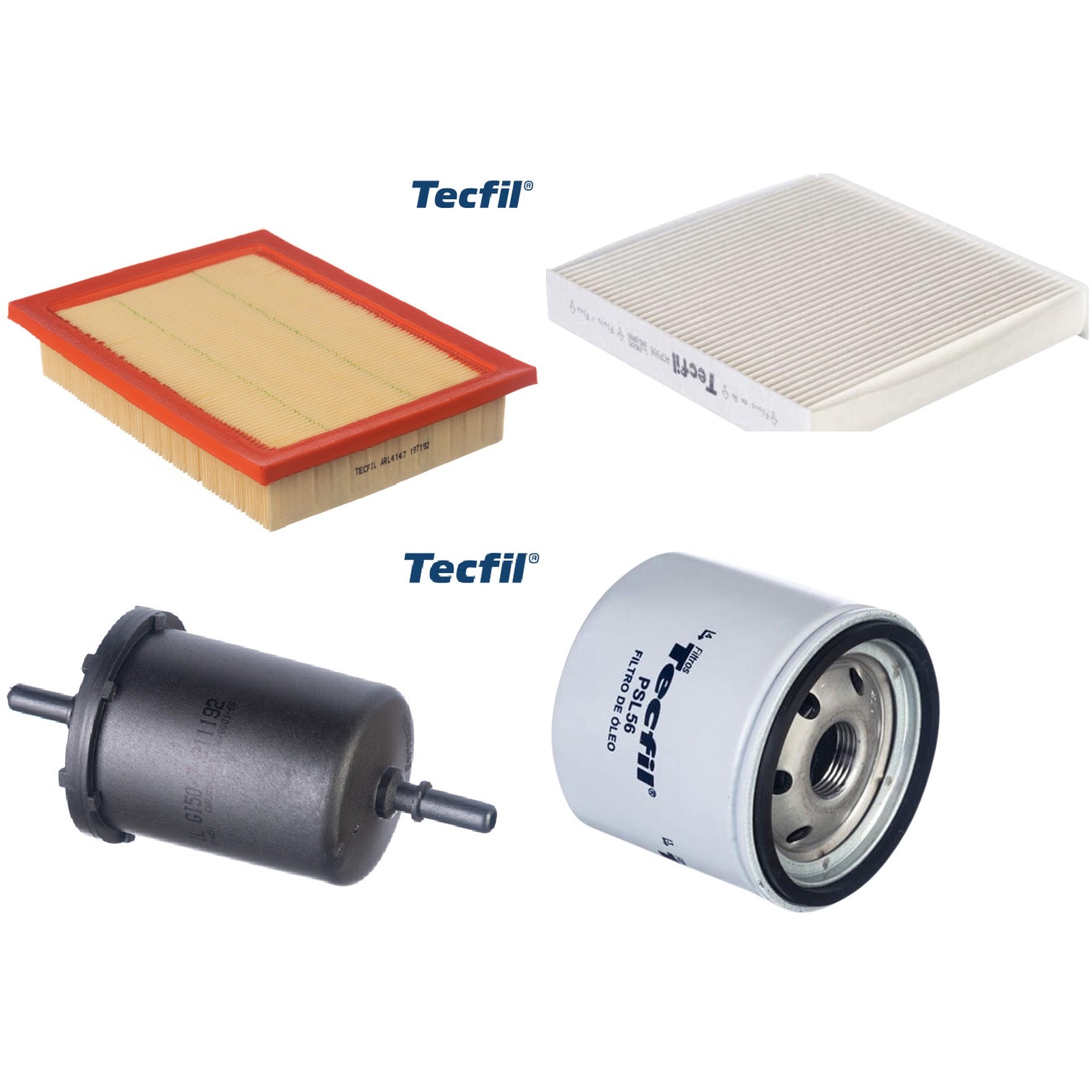 Kit Filtros de Ar do Motor, Óleo, Cabine e Combustível - Tecfil - ACP906 / ARL4147 / GI50/7 / PSL56