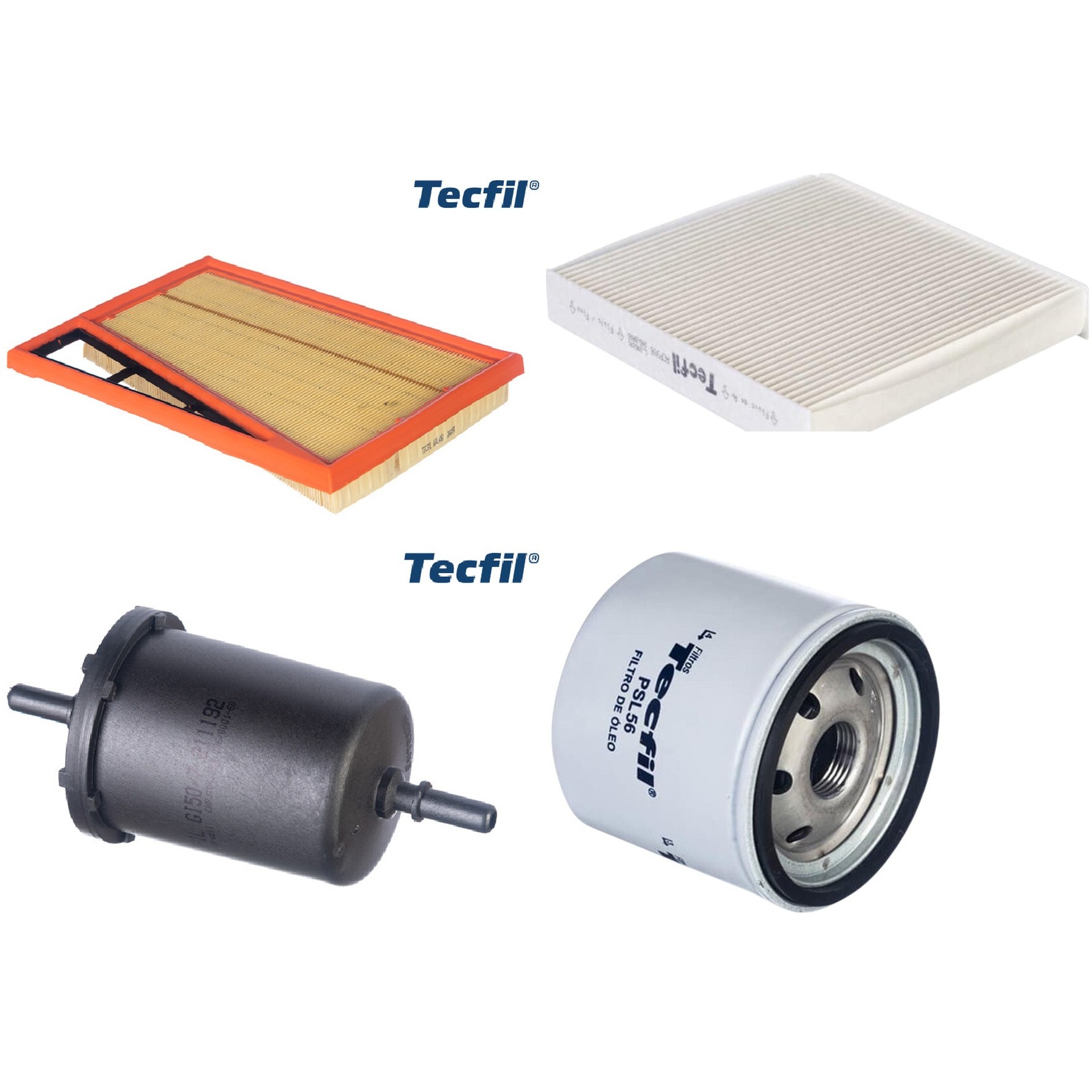 Kit Filtros de Ar do Motor, Óleo, Cabine e Combustível - Tecfil - ACP906 / ARL4161 / GI50/7 / PSL56