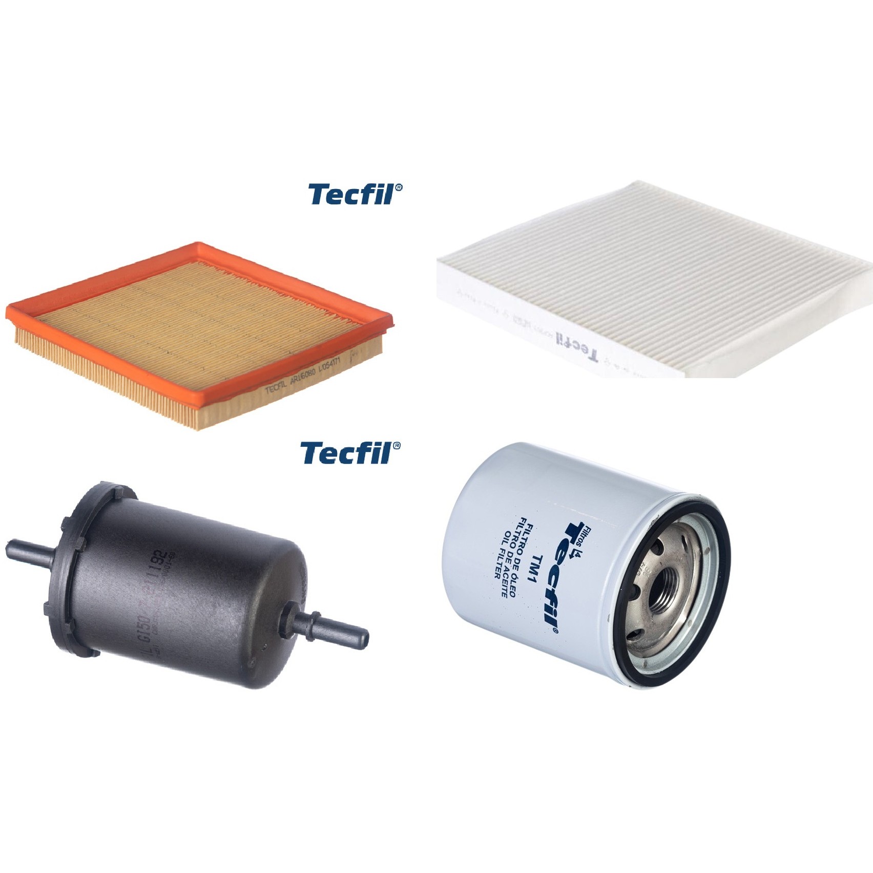 Kit Filtros de Ar do Motor, Óleo, Cabine e Combustível - Tecfil - ACP303 / ARL6080 / GI50/7 / PSL34M-(TM1)