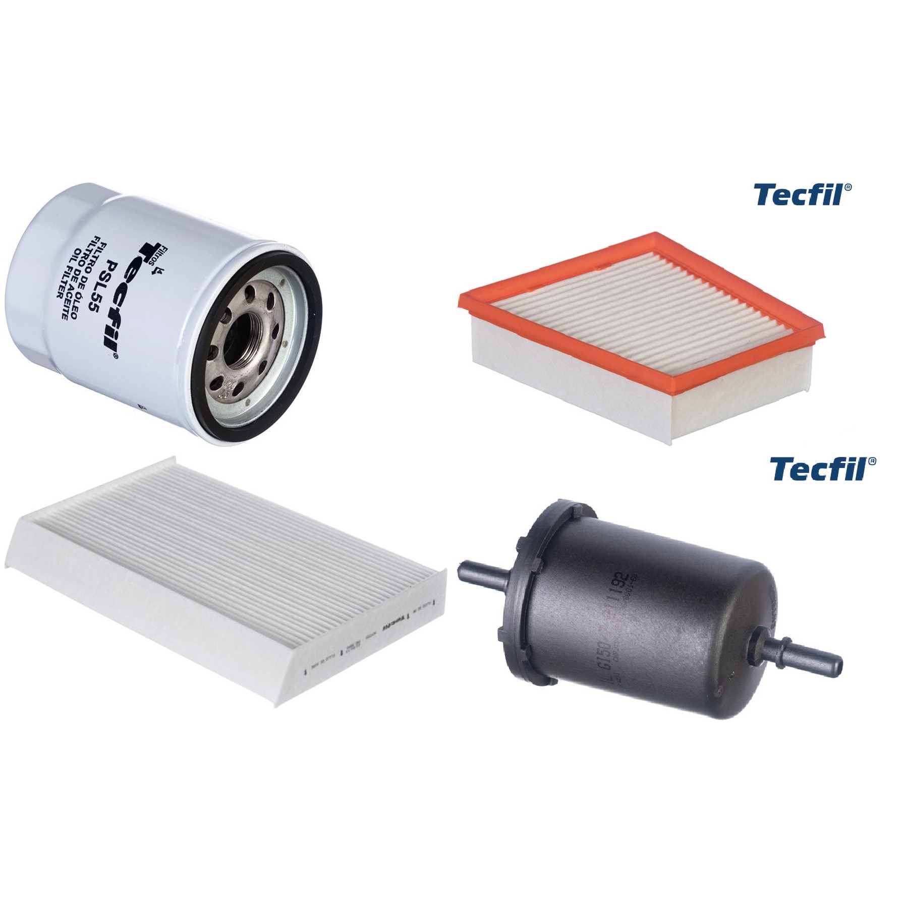 Kit Filtros de Ar do Motor, Óleo, Cabine e Combustível - Tecfil - ACP555 / ARL5143 / GI50/7 / PSL55