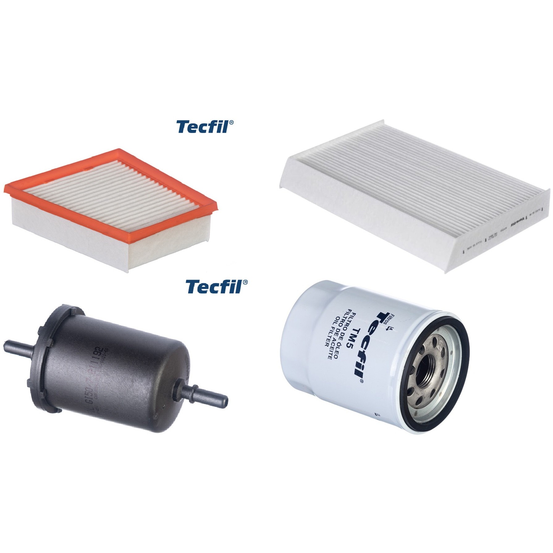 Kit Filtros de Ar do Motor, Óleo, Cabine e Combustível - Tecfil - ACP555 / ARL5143 / GI50/7 / PSL55M-(TM5)