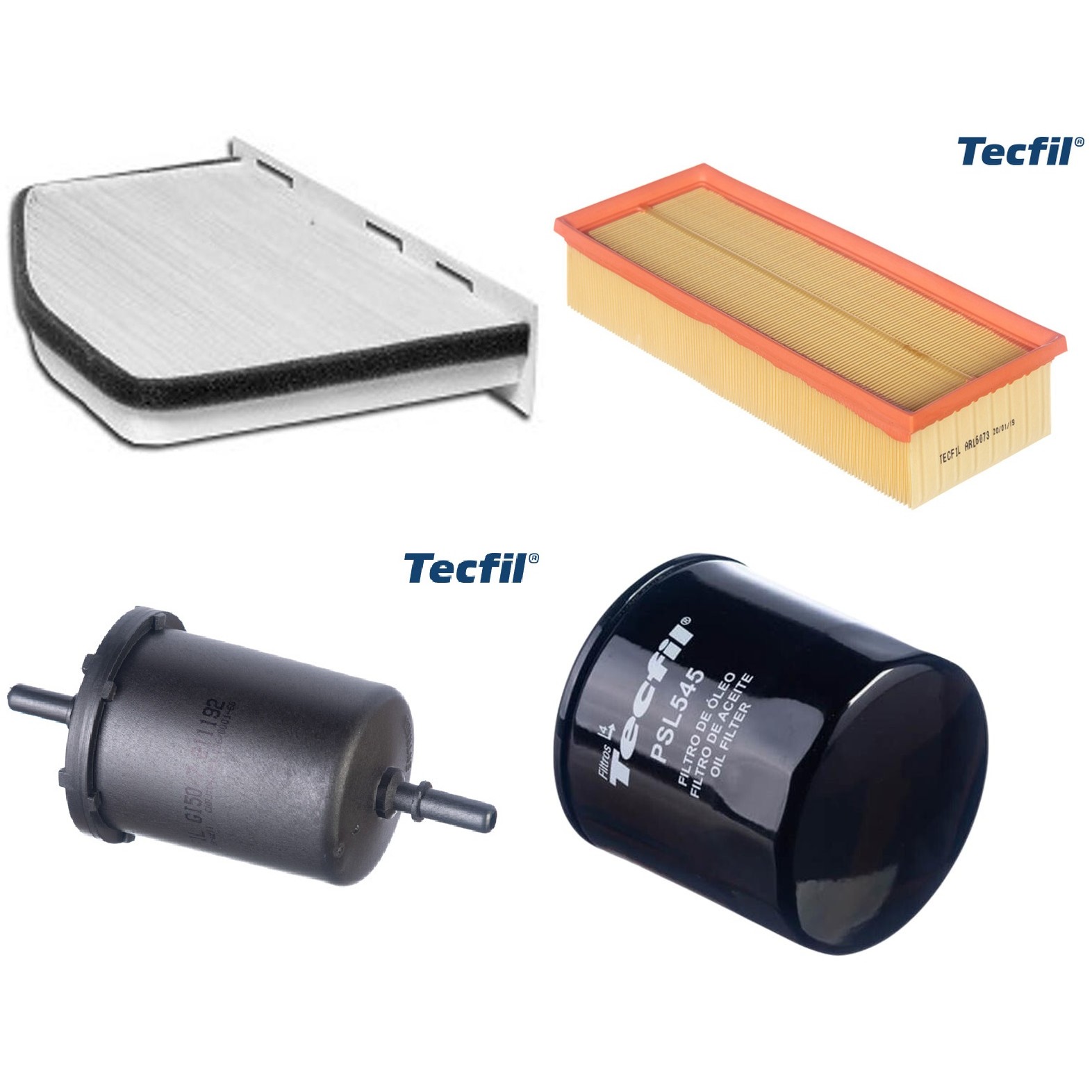 Kit Filtros de Ar do Motor, Óleo, Cabine e Combustível - Tecfil - ACP309 / ARL6073 / GI50/7 / PSL545