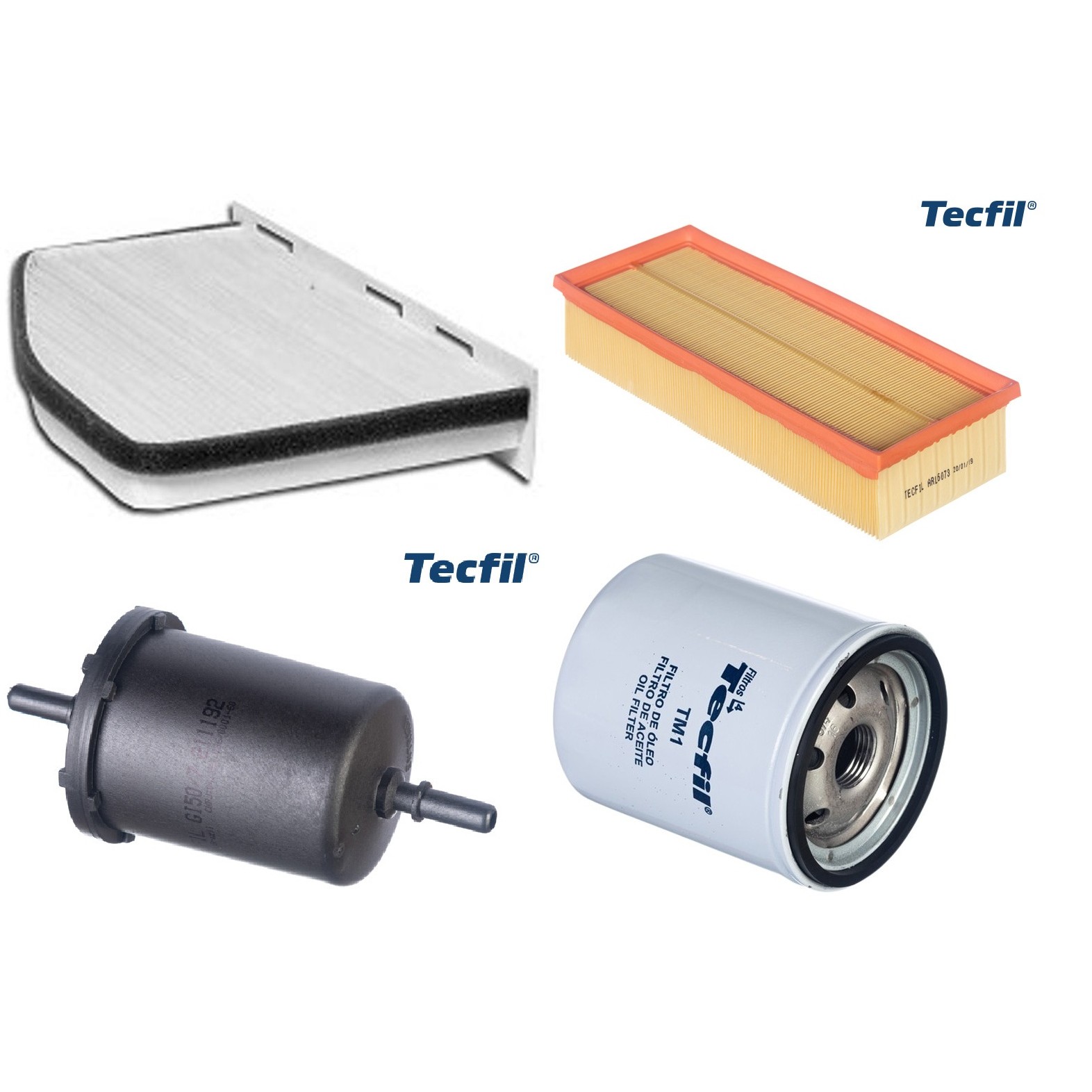Kit Filtros de Ar do Motor, Óleo, Cabine e Combustível - Tecfil - ACP309 / ARL6073 / GI50/7 / PSL34M-(TM1)