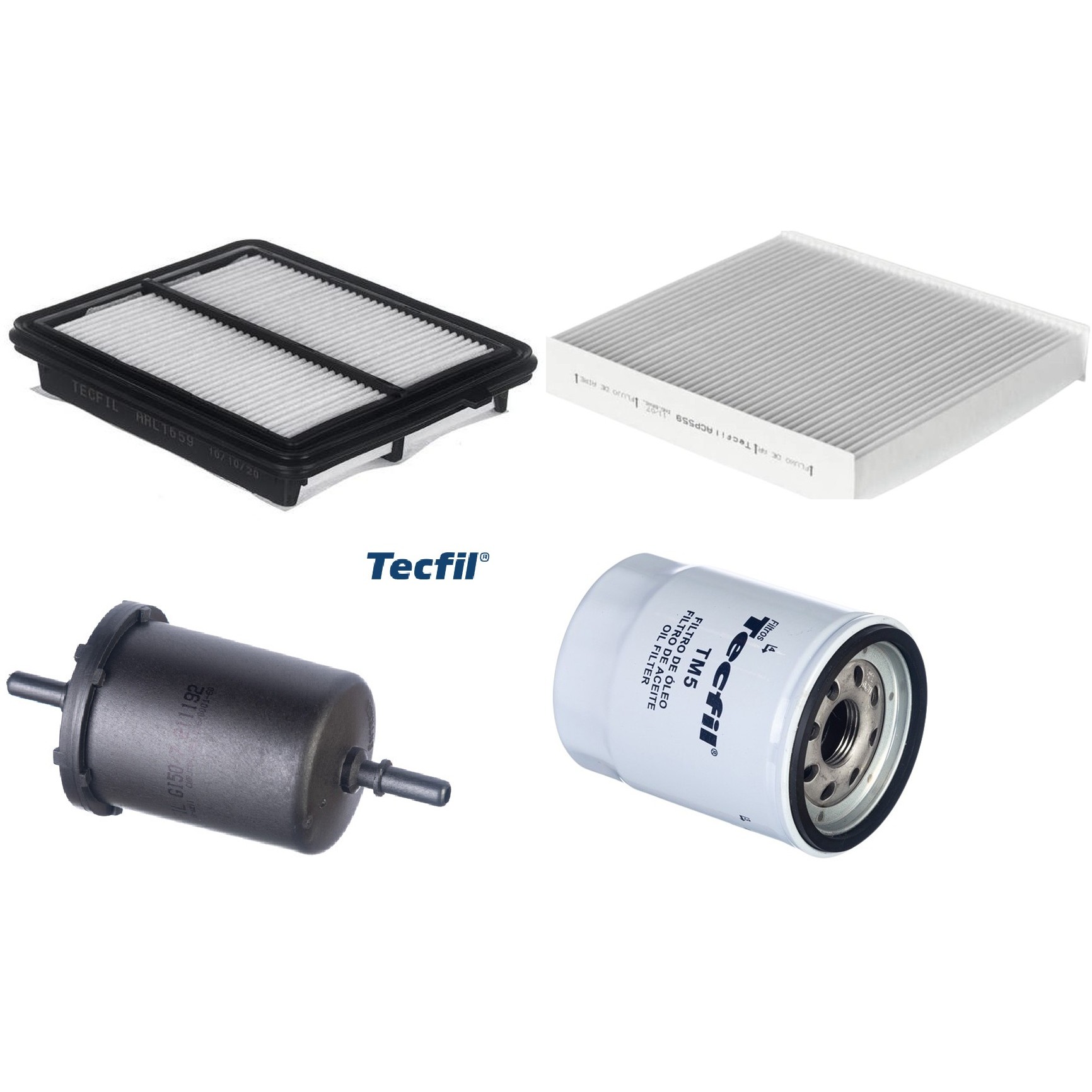 Kit Filtros de Ar do Motor, Óleo, Cabine e Combustível - Tecfil - ACP559 / ARL1659 / GI50/7 / PSL55M-(TM5)