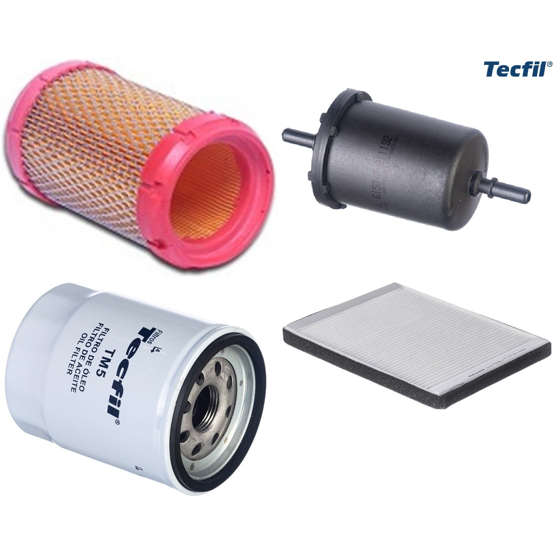 Kit Filtros de Ar do Motor, Óleo, Cabine e Combustível - Tecfil - ACP553 / AR7704 / GI50/7 / PSL55M-(TM5)