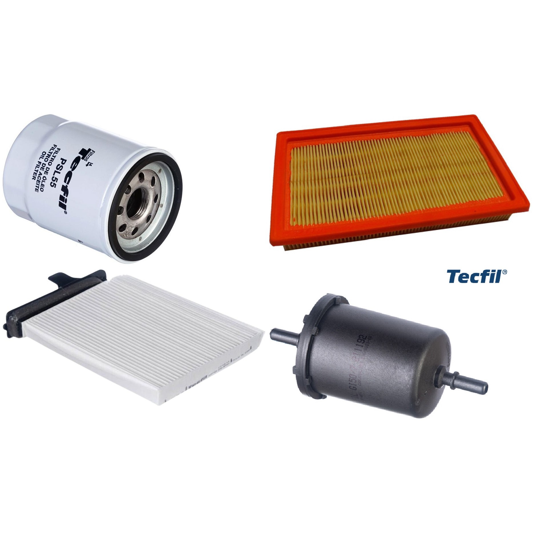 Kit Filtros de Ar do Motor, Óleo, Cabine e Combustível - Tecfil - ACP728 / ARL1654 / GI50/7 / PSL55