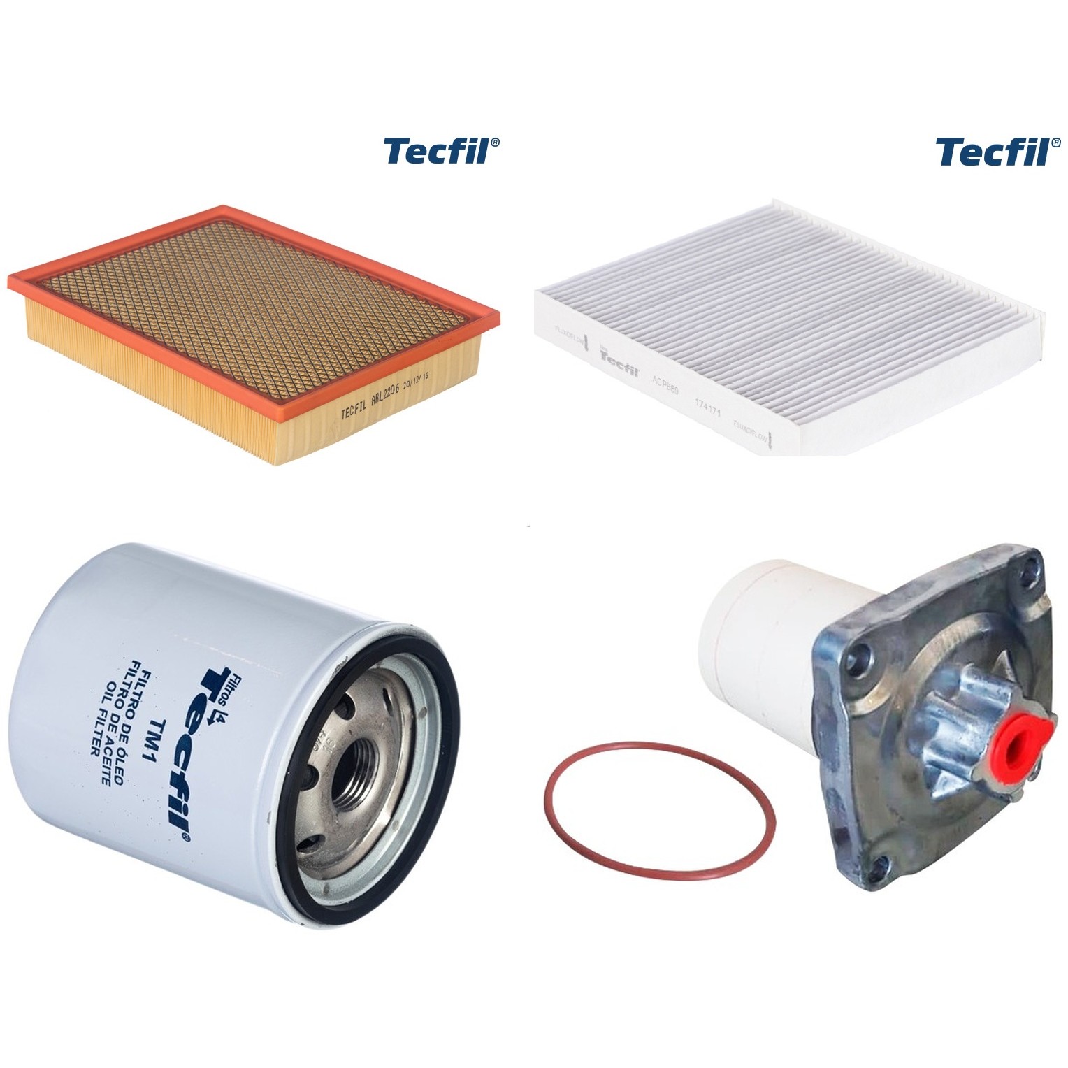 Kit Filtros de Ar do Motor, Óleo, Cabine e Combustível - Tecfil - ACP889 / ARL2206 / PC954 / PSL34M-(TM1)
