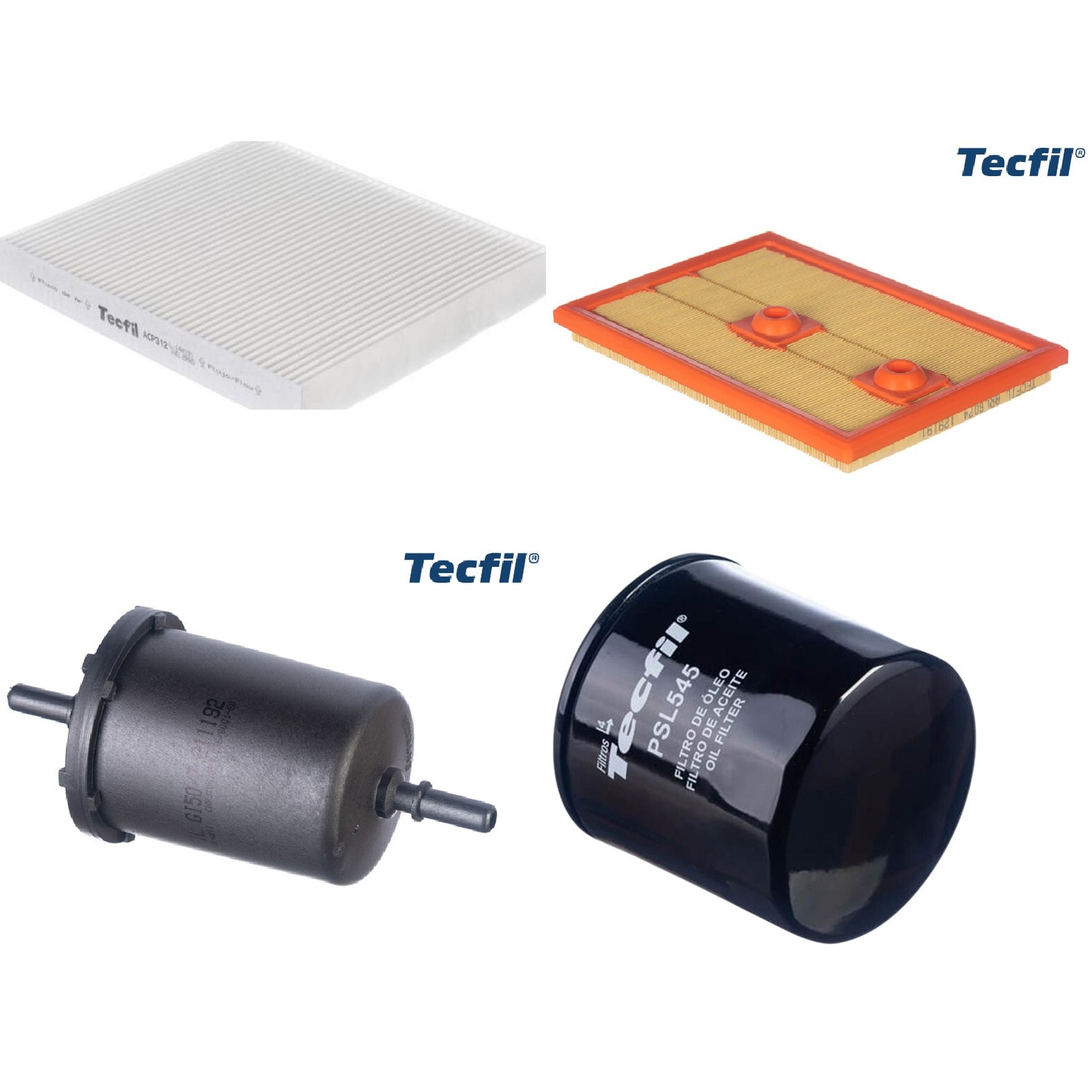 Kit Filtros de Ar do Motor, Óleo, Cabine e Combustível - Tecfil - ACP312 / ARL6074 / GI50/7 / PSL545