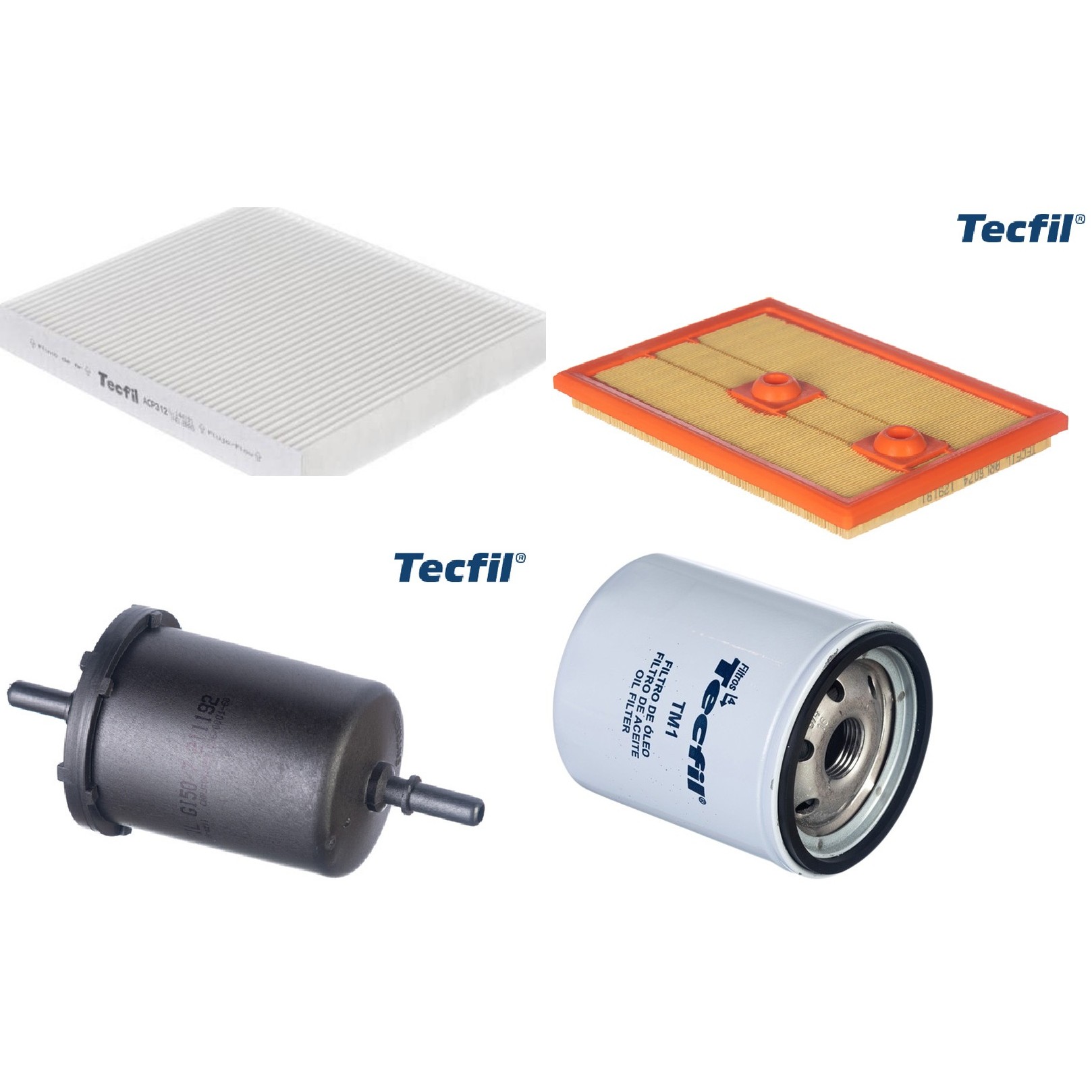 Kit Filtros de Ar do Motor, Óleo, Cabine e Combustível - Tecfil - ACP312 / ARL6074 / GI50/7 / PSL34M-(TM1)