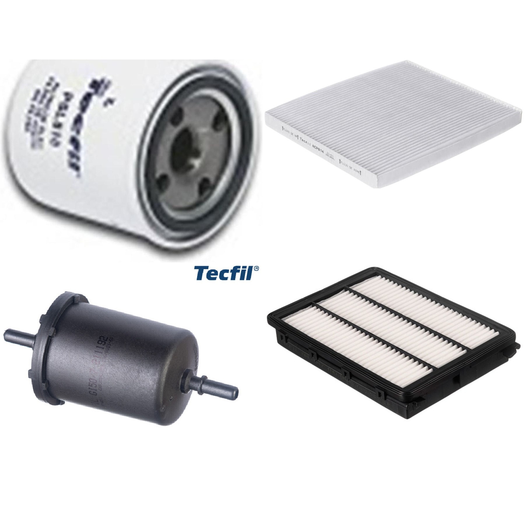 Kit Filtros de Ar do Motor, Óleo, Cabine e Combustível - Tecfil - ACP814 / ARL2347 / GI50/7 / PSL818