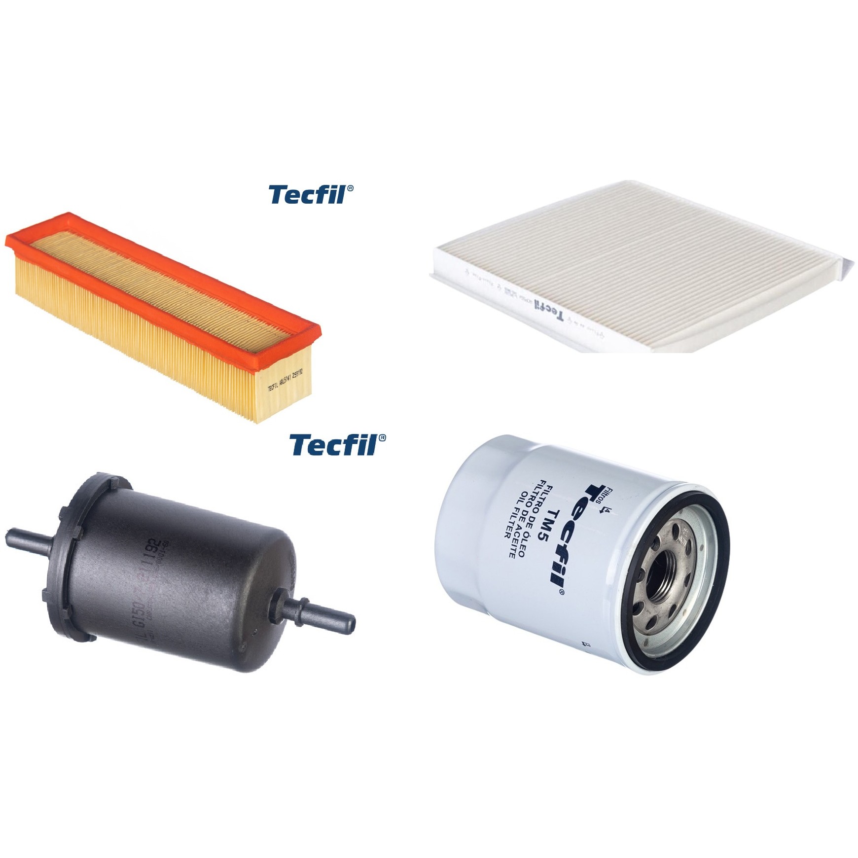 Kit Filtros de Ar do Motor, Óleo, Cabine e Combustível - Tecfil - ACP554 / ARL5141 / GI50/7 / PSL55M-(TM5)