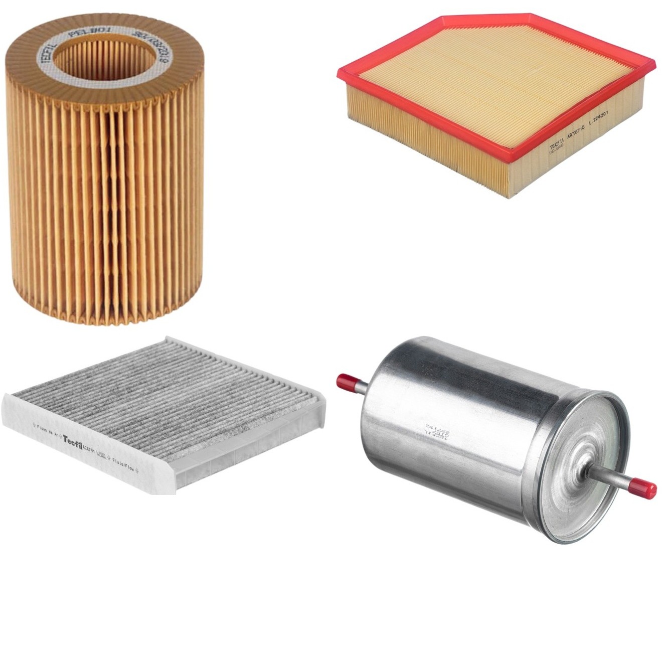 Kit Filtro de Ar, Combustível, Óleo e Ar Condicionado - Tecfil - ACA791 / ART6710 / GI57 / PEL801