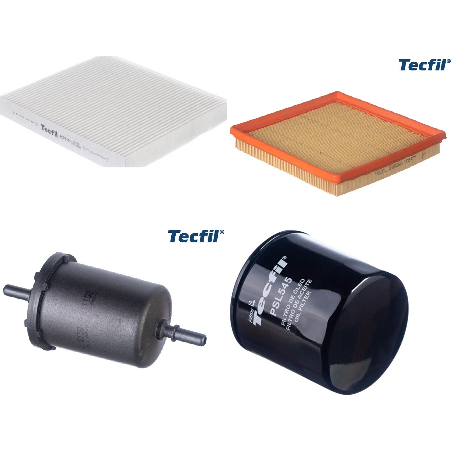 Kit Filtros de Ar do Motor, Óleo, Cabine e Combustível - Tecfil - ACP312 / ARL6080 / GI50/7 / PSL545