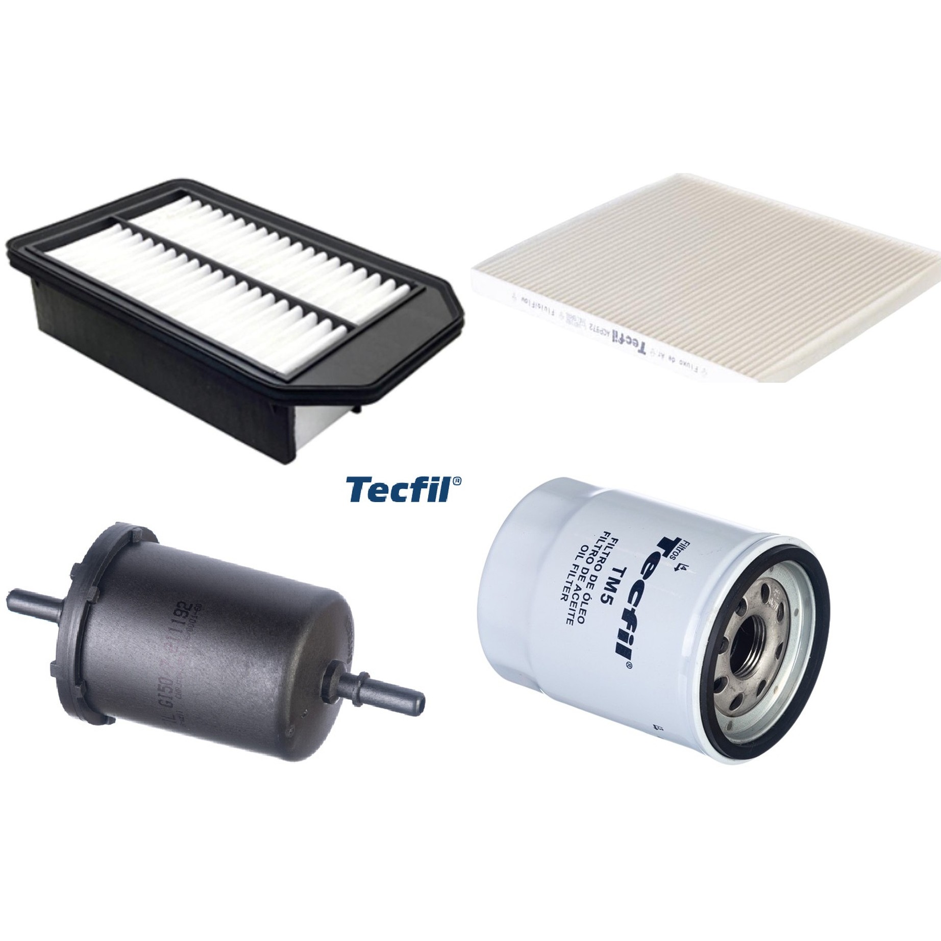 Kit Filtros de Ar do Motor, Óleo, Cabine e Combustível - Tecfil - ACP972 / ARL2349 / GI50/7 / PSL55M-(TM5)