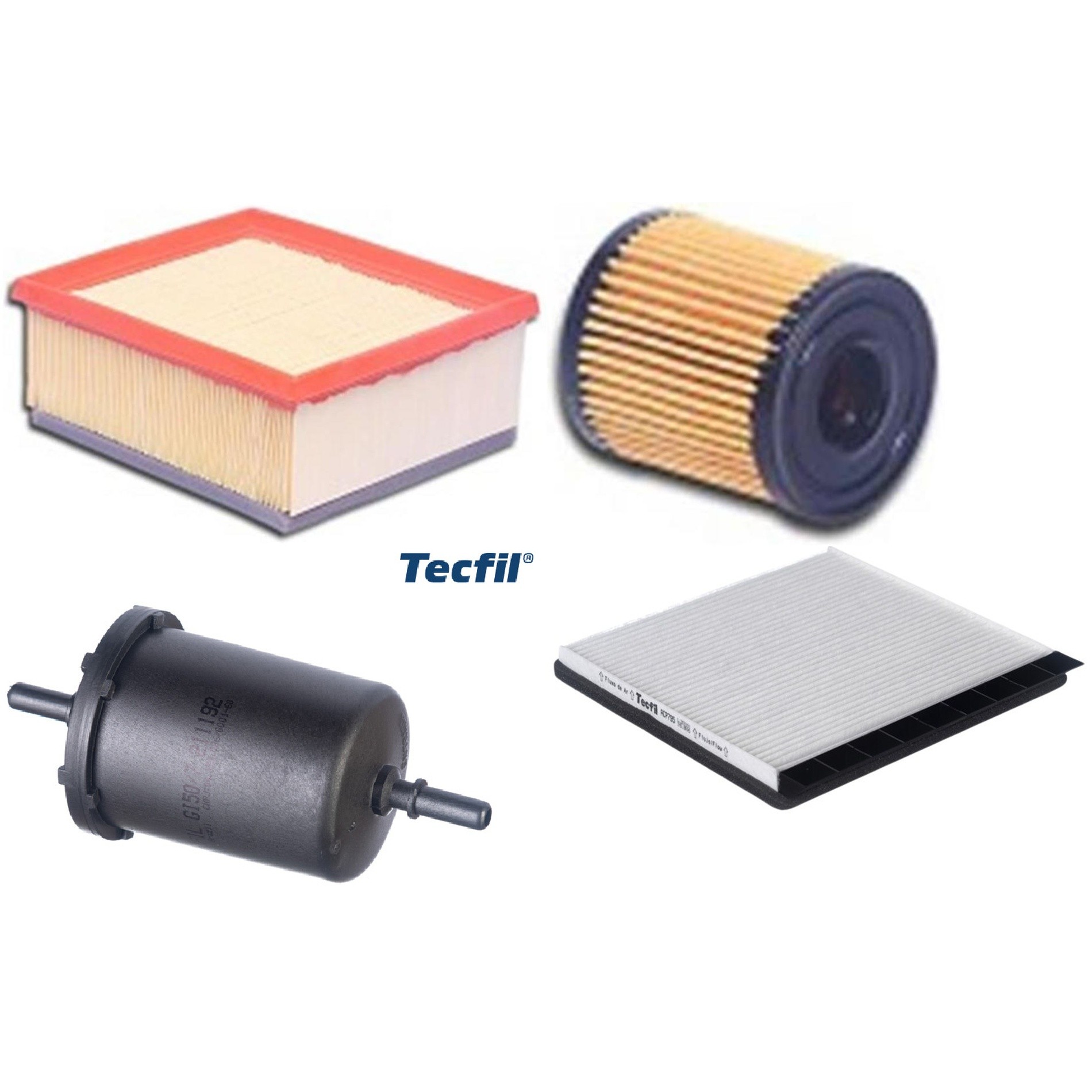Kit Filtros de Ar do Motor, Óleo, Cabine e Combustível - Tecfil - ACP795 / ARL5050 / GI50/7 / PEL108