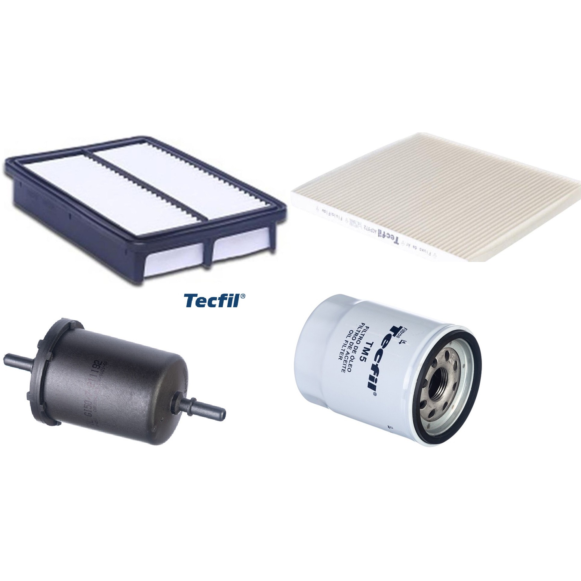Kit Filtros de Ar do Motor, Óleo, Cabine e Combustível - Tecfil - ACP972 / ARL2331 / GI50/7 / PSL55M-(TM5)