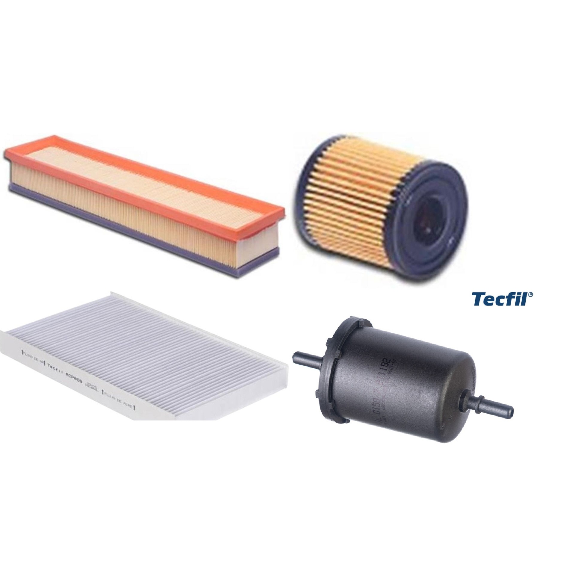 Kit Filtros de Ar do Motor, Óleo, Cabine e Combustível - Tecfil - ACP809 / ARL5049 / GI50/7 / PEL108