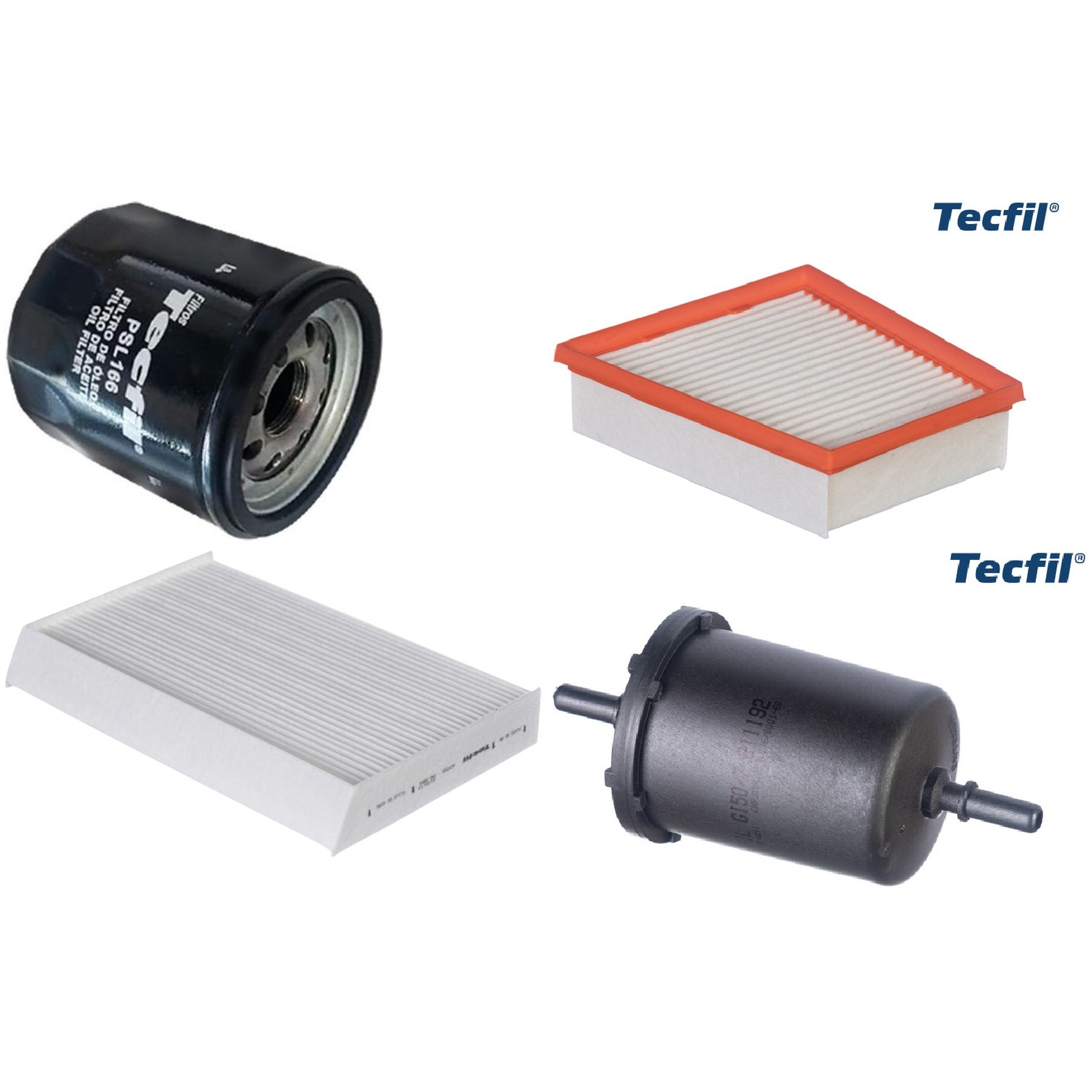 Kit Filtros de Ar do Motor, Óleo, Cabine e Combustível - Tecfil - ACP555 / ARL5143 / GI50/7 / PSL166