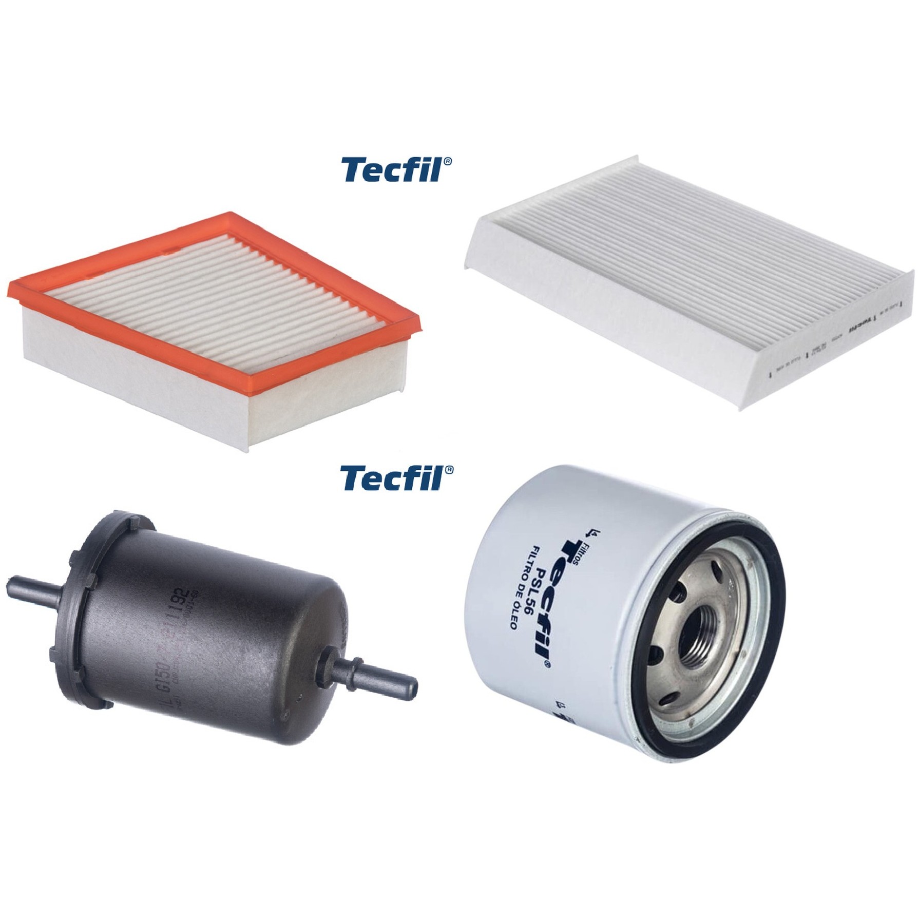 Kit Filtros de Ar do Motor, Óleo, Cabine e Combustível - Tecfil - ACP555 / ARL5143 / GI50/7 / PSL56
