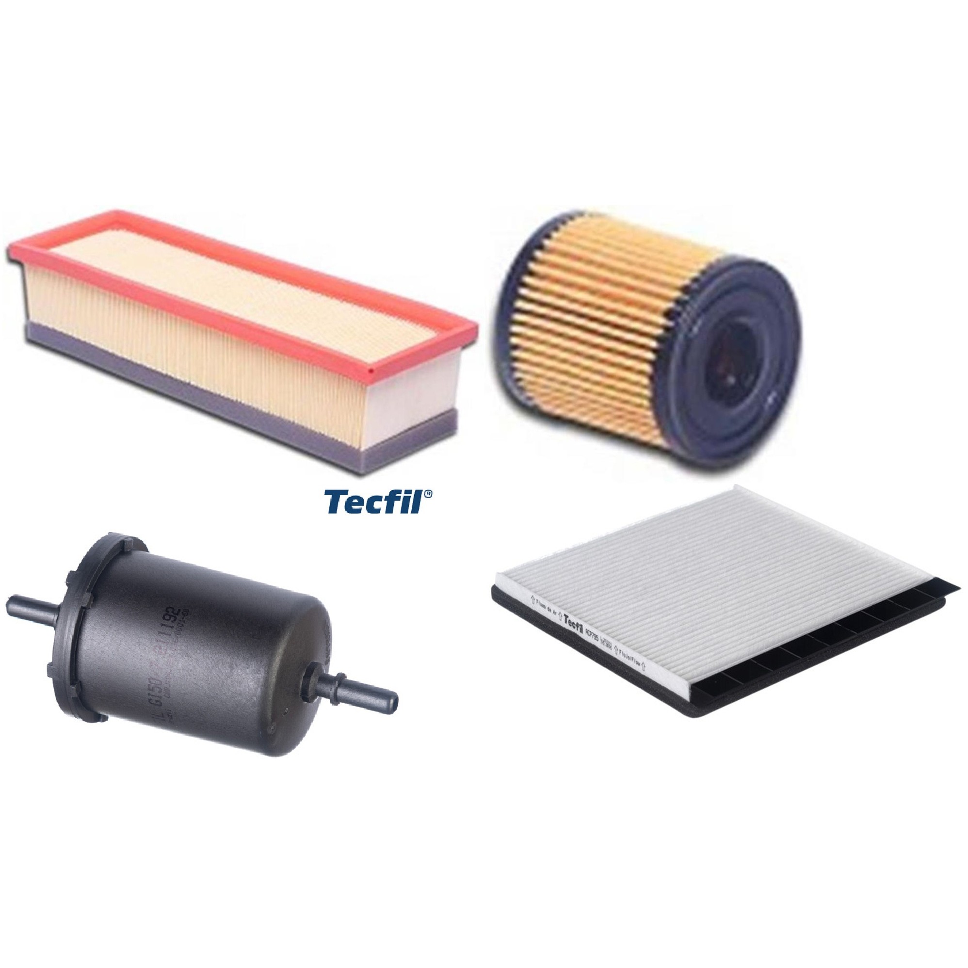 Kit Filtros de Ar do Motor, Óleo, Cabine e Combustível - Tecfil - ACP795 / ARL5053 / GI50/7 / PEL108