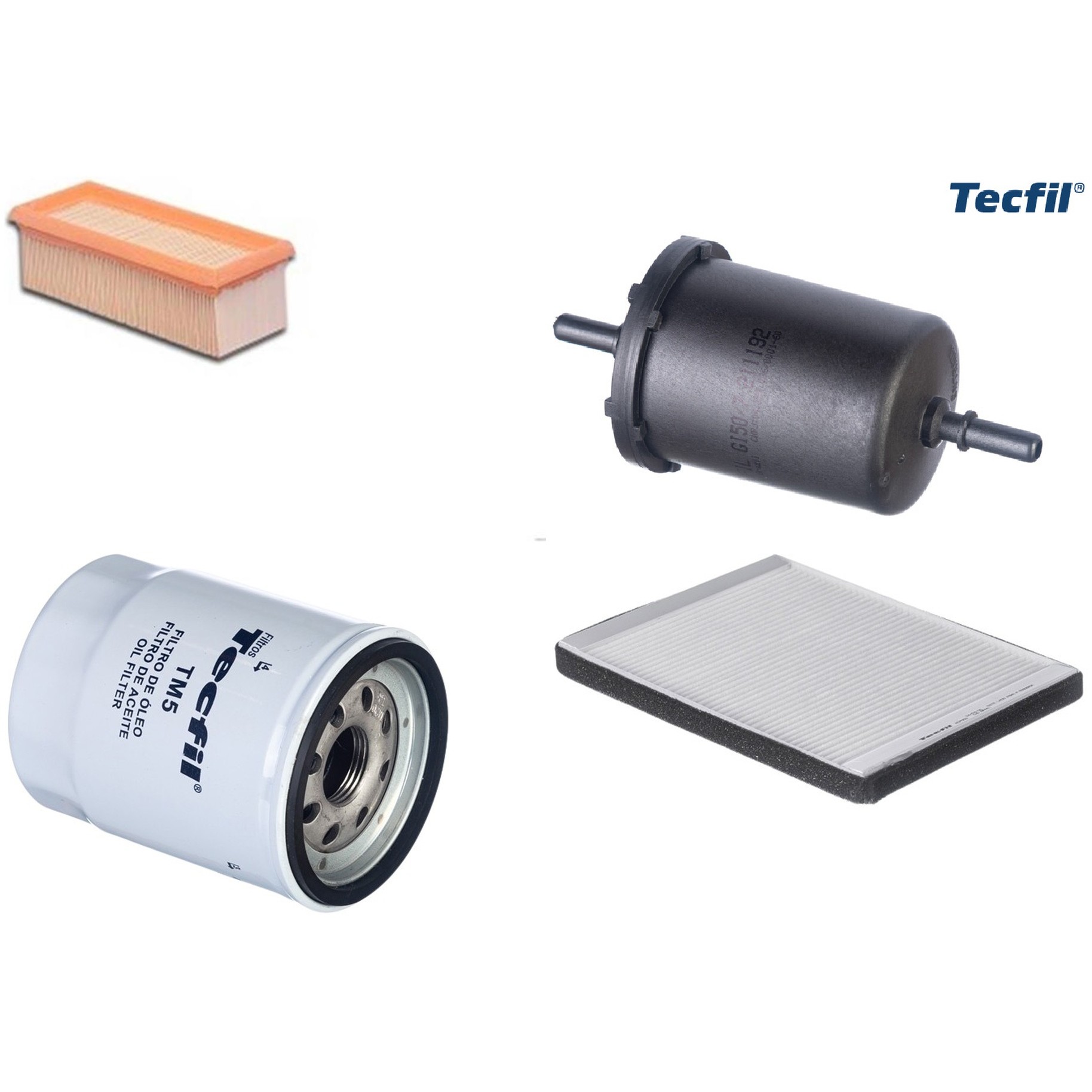 Kit Filtros de Ar do Motor, Óleo, Cabine e Combustível - Tecfil - ACP553 / ARL5136 / GI50/7 / PSL55M-(TM5)