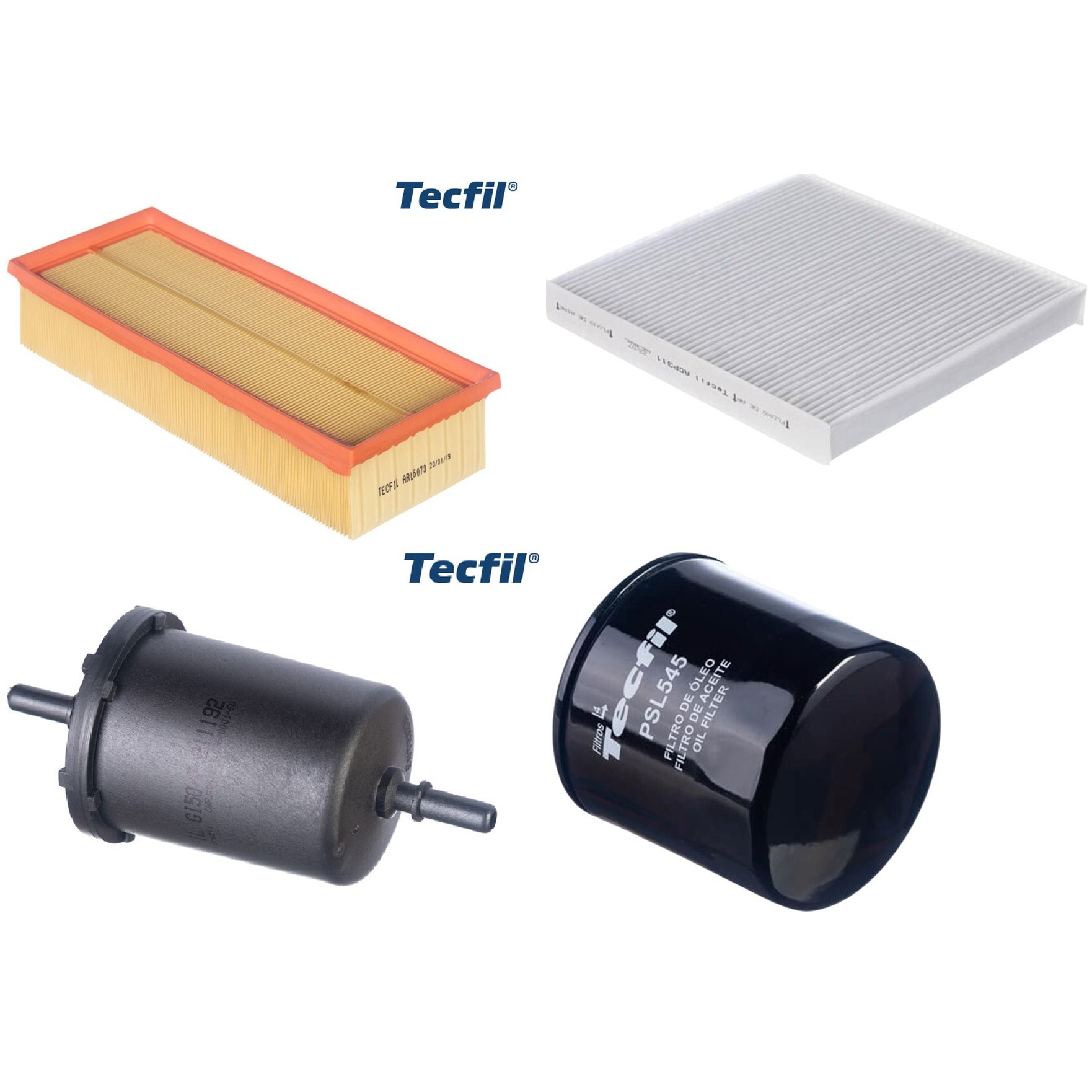 Kit Filtros de Ar do Motor, Óleo, Cabine e Combustível - Tecfil - ACP311 / ARL6073 / GI50/7 / PSL545