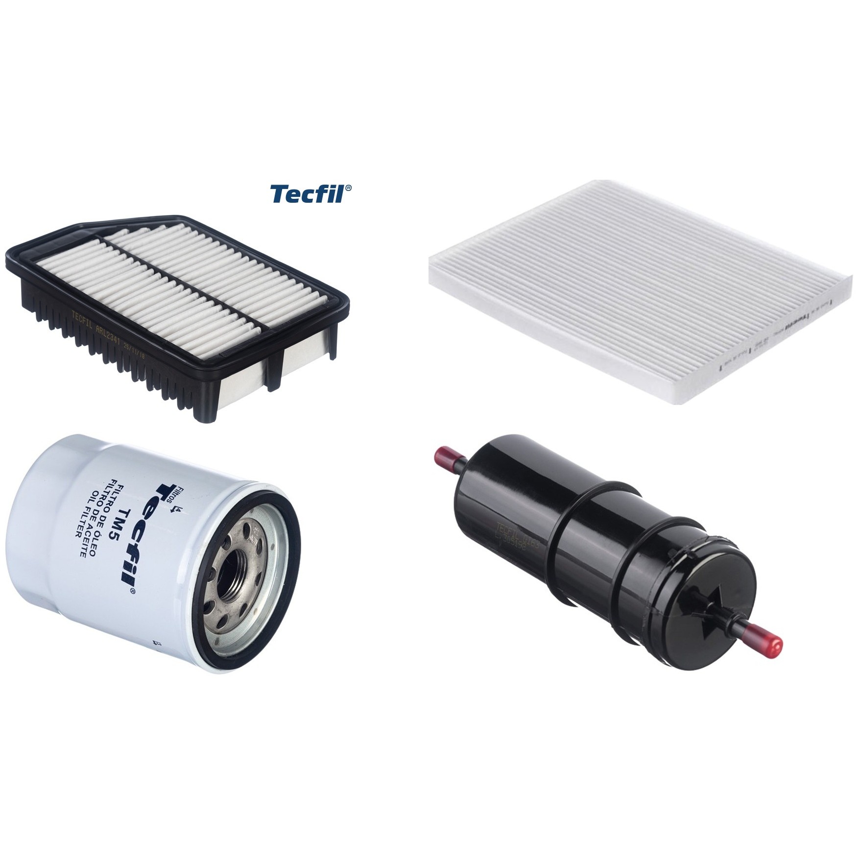 Kit Filtros de Ar do Motor, Óleo, Cabine e Combustível - Tecfil - ACP982 / ARL2341 / GI63 / PSL55M-(TM5)