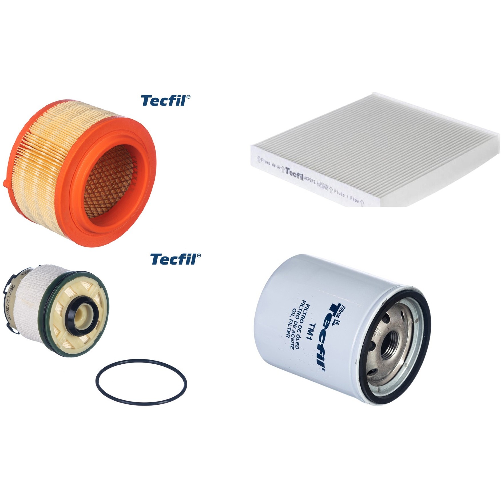 Kit Filtros de Ar do Motor, Óleo, Cabine e Combustível - Tecfil - ACP212 / ARS7994 / PC951 / PSL34M-(TM1)